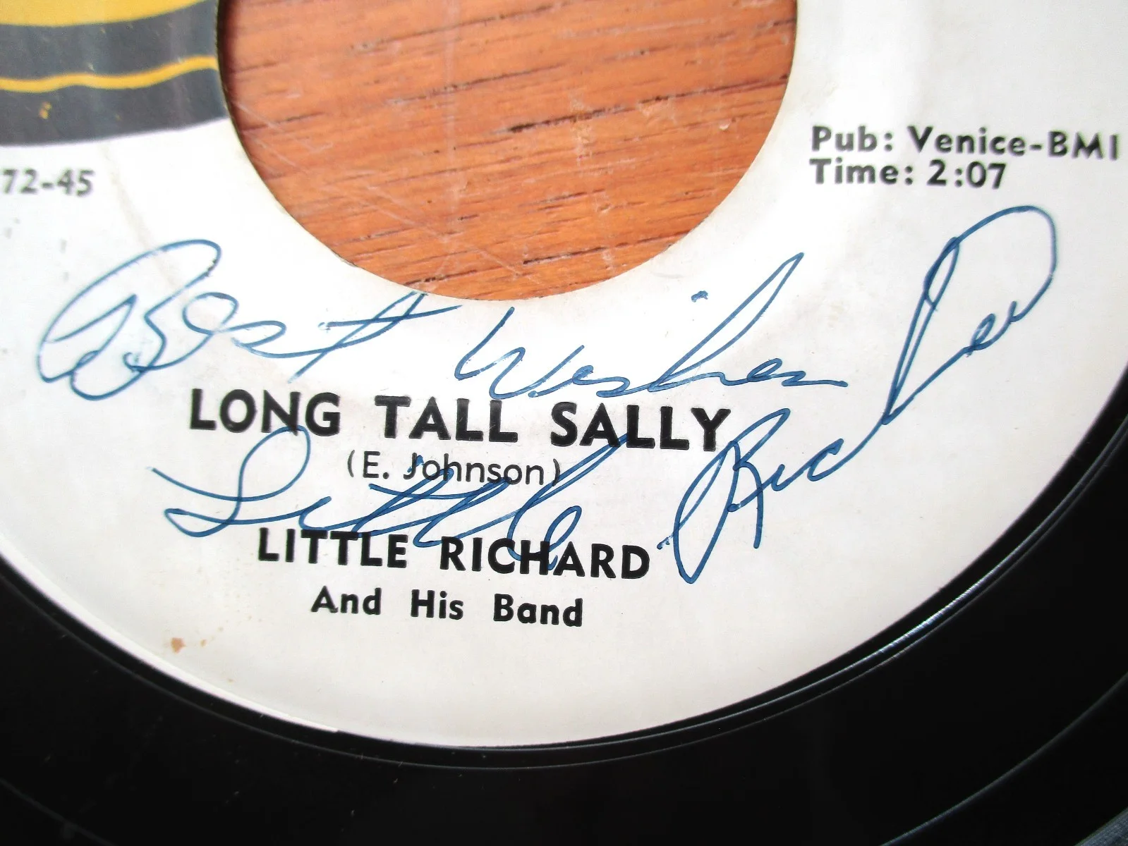 Little Richard 45 RPM Specialty XSP-572 Signed/Inscribed John Gilliland Estate, изображение 3