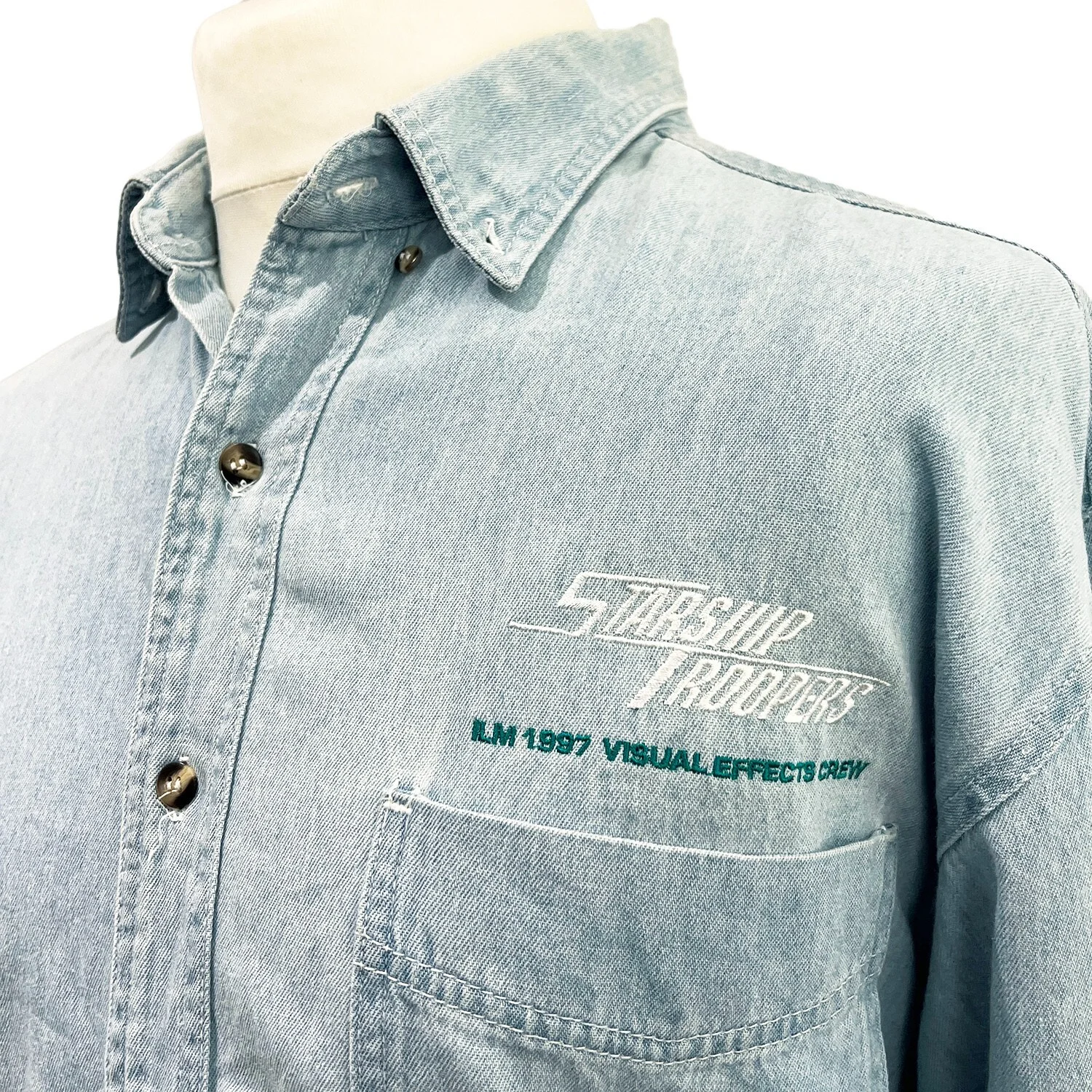 STARSHIP TROOPERS Cast & Crew Shirt ILM VFX Movie Production Gift 1997 90s VTG M, изображение 3
