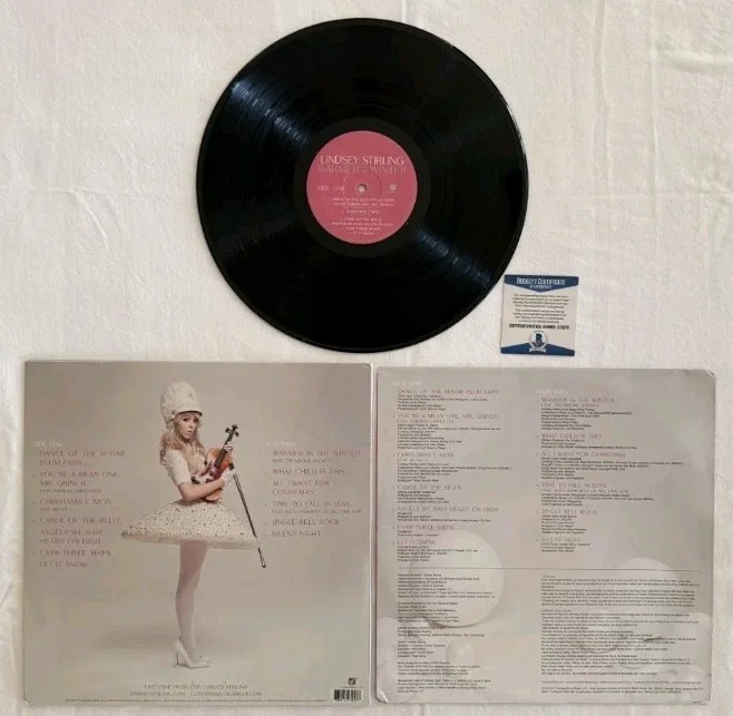 Lindsey Stirling Signed Warmer in the Winter Vinyl LP Record Album BAS/Beckett, изображение 4