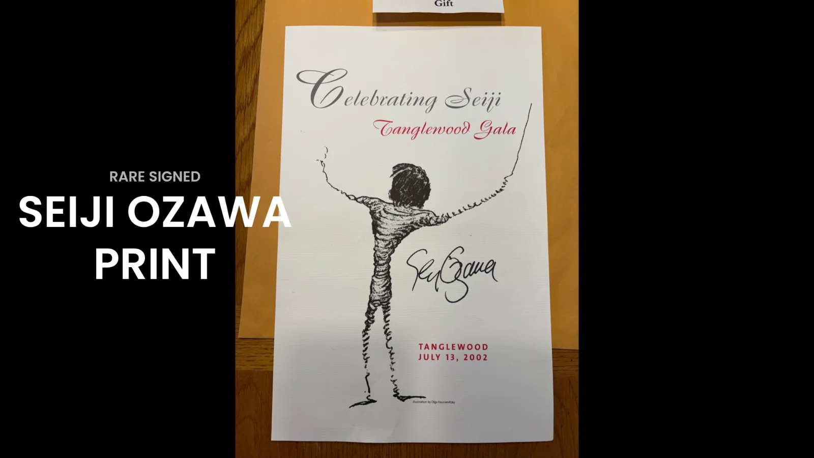 RARE SIGNED Seiji Ozawa 2002 Tanglewood Gala Print BSO Benefactor Gift Autograph, image 2