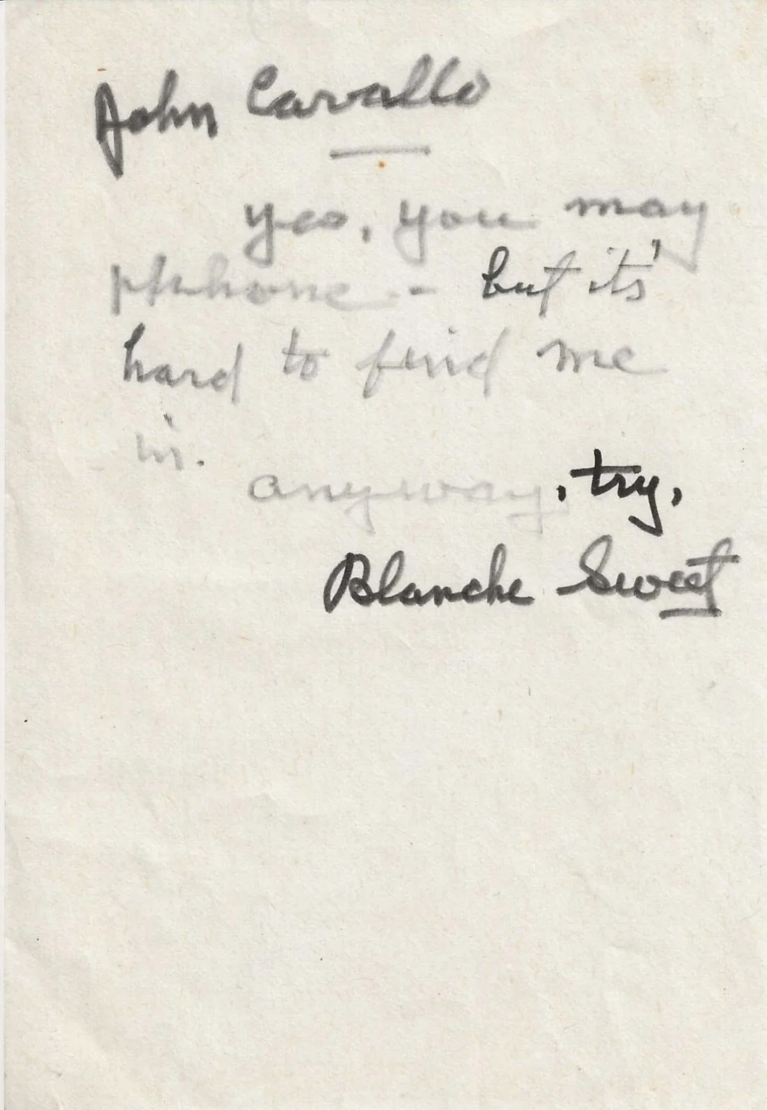 Blanche Sweet — Blanche Sweet Signed Note With Photo From "Anna Christie" Legendary Silm Pioneer, изображение 2