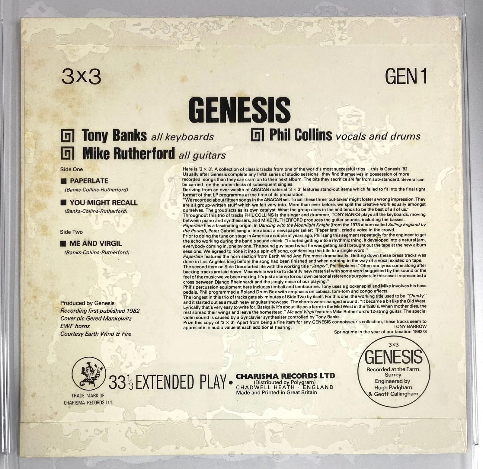 Genesis Signed 1982 7” Record Sleeve – Collins, Rutherford & Banks PSA, image 5