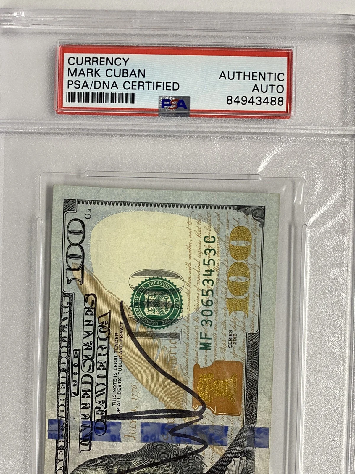 Mark Cuban Signed $100 Bill – PSA, image 2