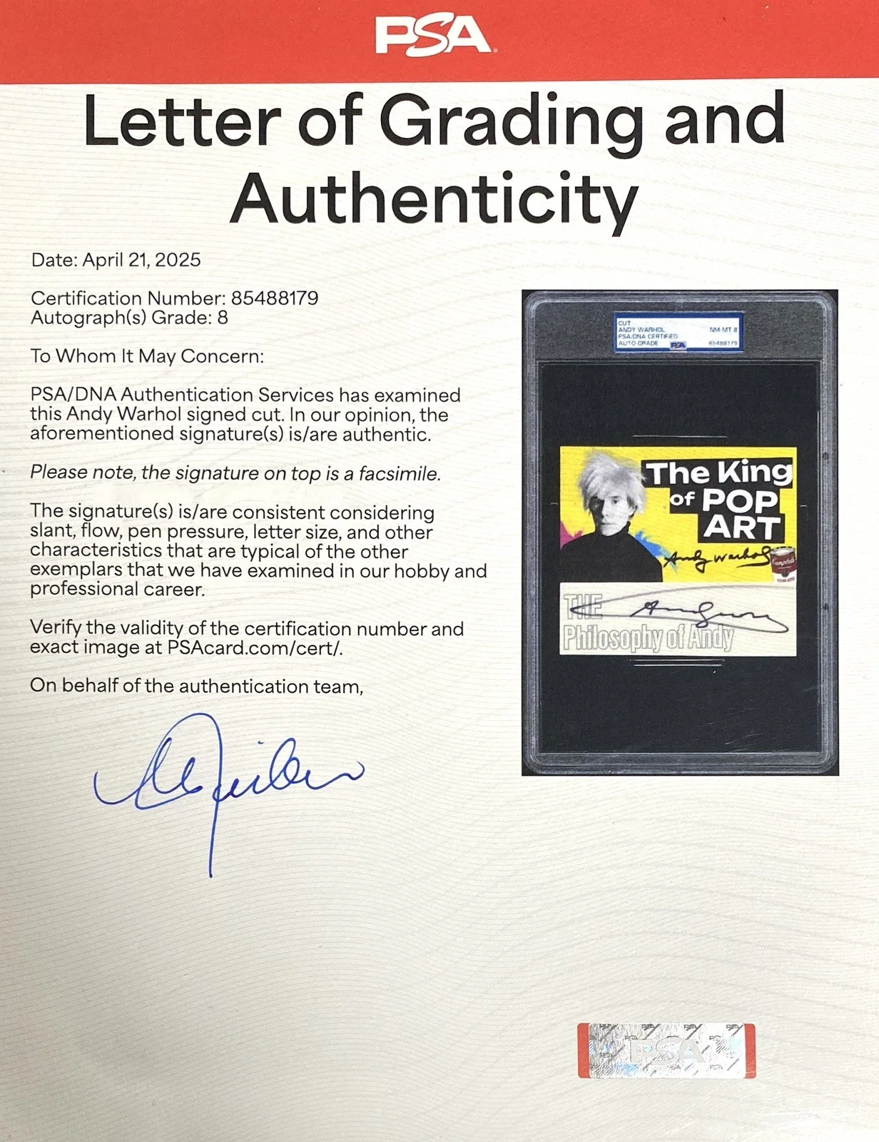 Andy Warhol & Audrey Hepburn Signed Framed Display – PSA / Beckett, image 4
