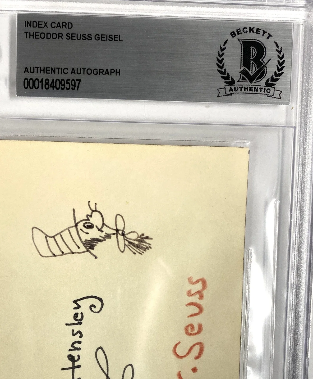 Dr. Seuss Autograph w/ Cat in the Hat Sketch – Beckett, image 2