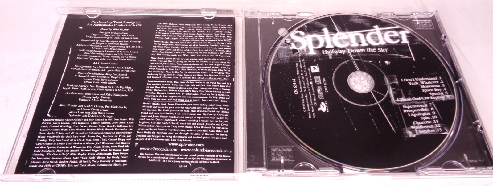 Splender: Halfway Down The Sky CD Signed Booklet Autographed by Band NYC Rock, image 3