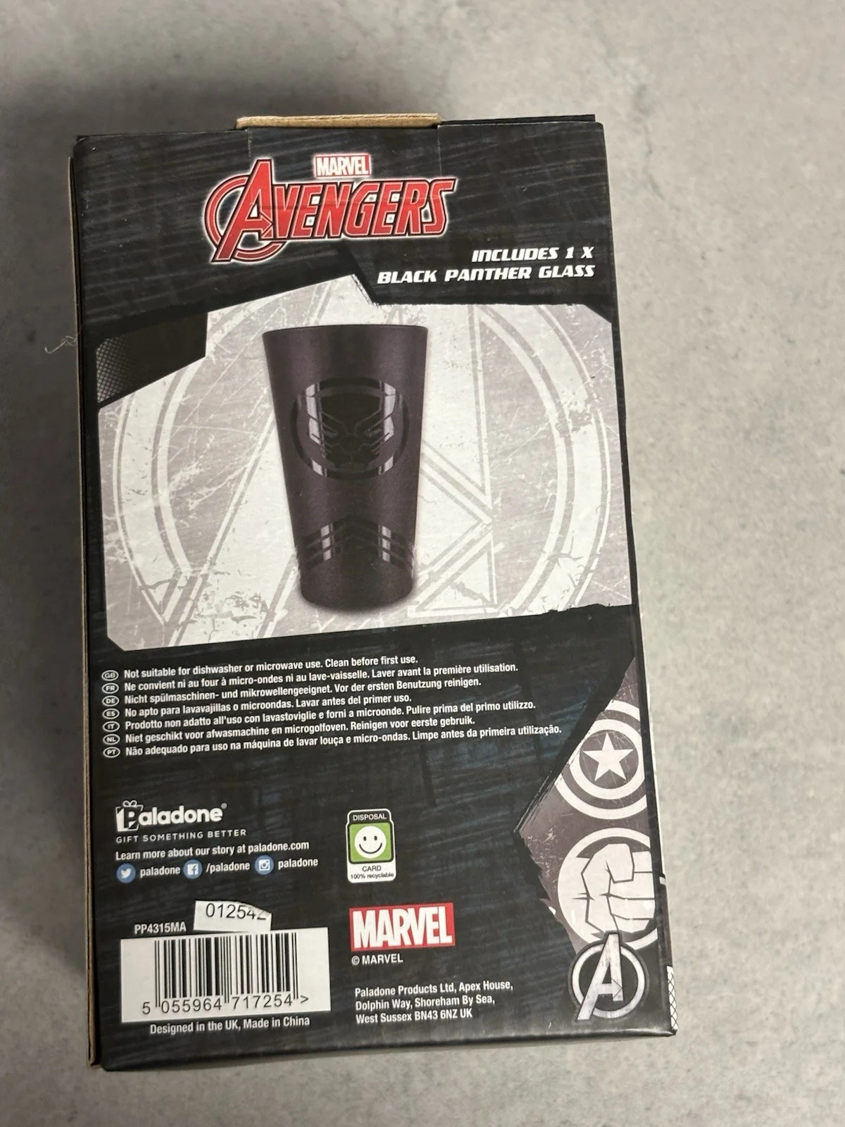 Marvel Avengers Black Panther Glass Paladone New in box, image 3