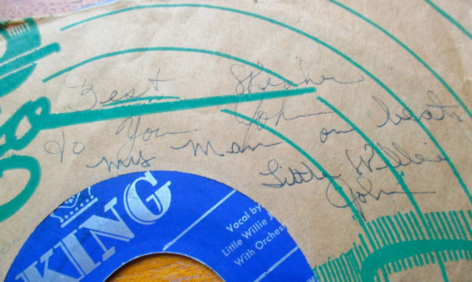 Little Willie John Signed/Inscribed Sleeve 45 RPM Fever John Gilliland Estate, изображение 3