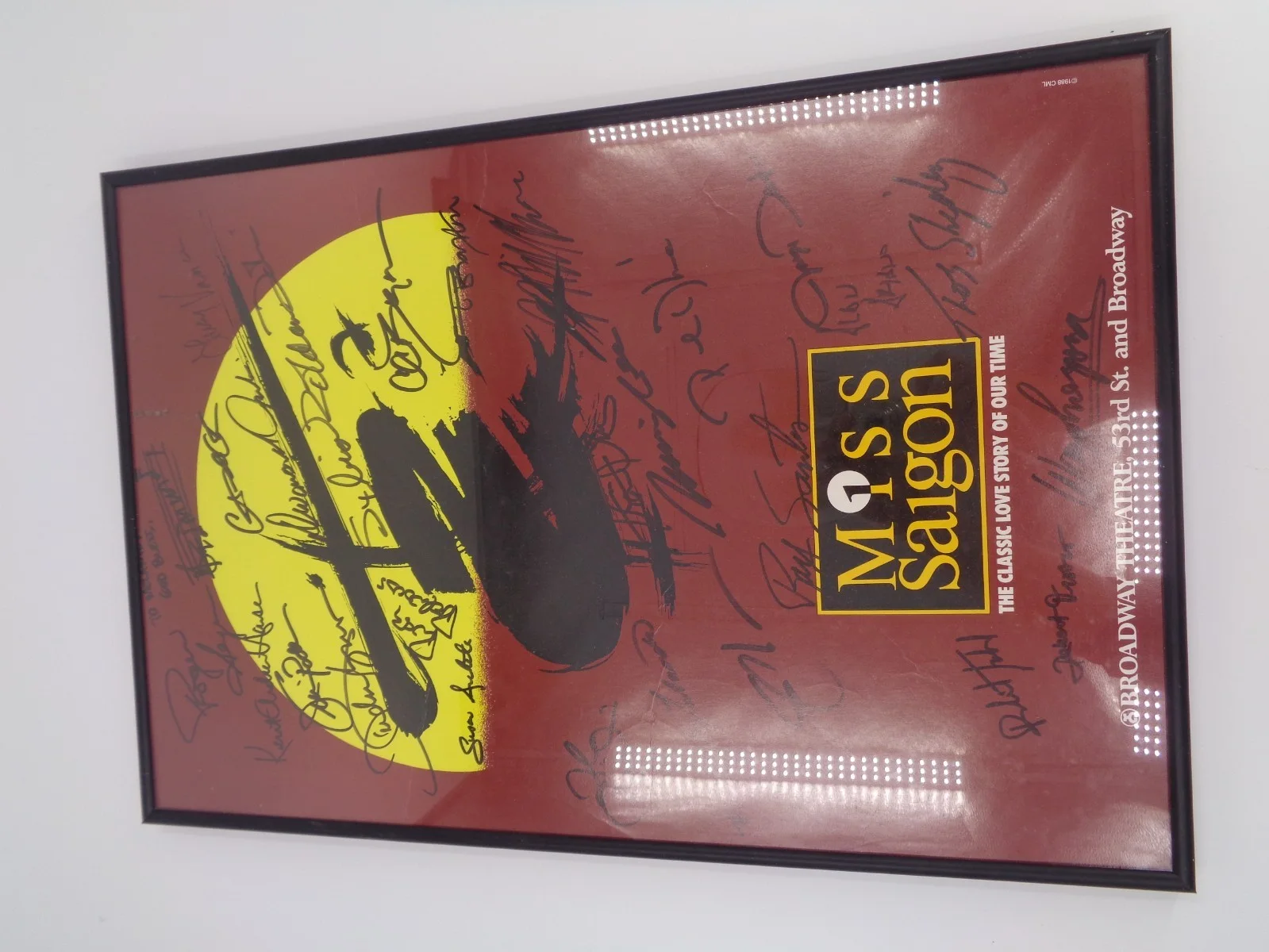 Framed Broadway Poster of Miss Saigon signed by Cast - 22 x 15", image 3