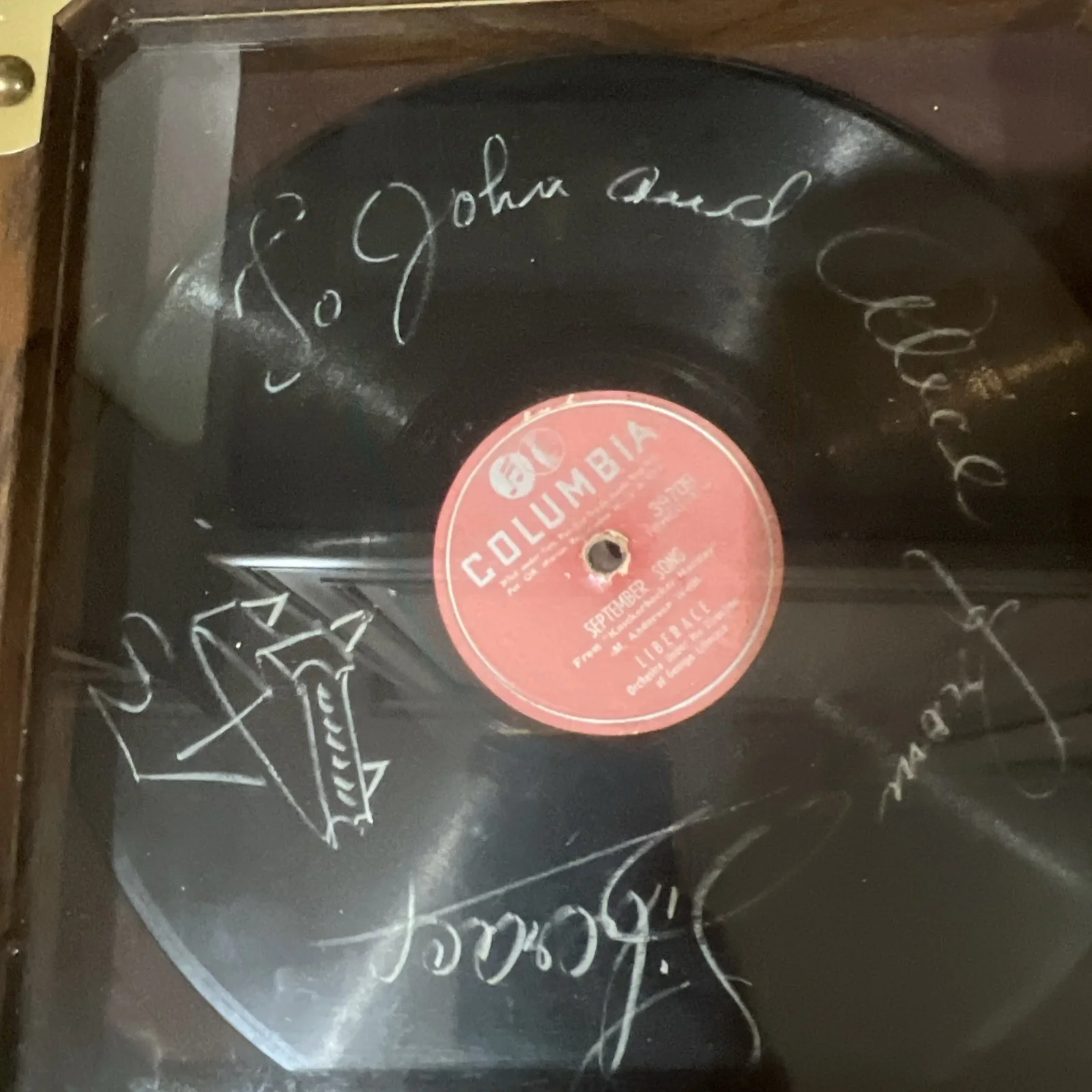 Liberace Signed Autographed 10” Record “I Want My Mama / September Song” 1952, image 4