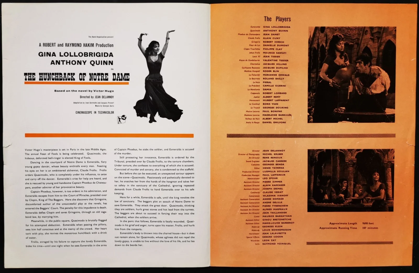 HUNCHBACK OF NOTRE DAME 1957 Gina Lollobrigida, Anthony Quinn BROCHURE, изображение 2