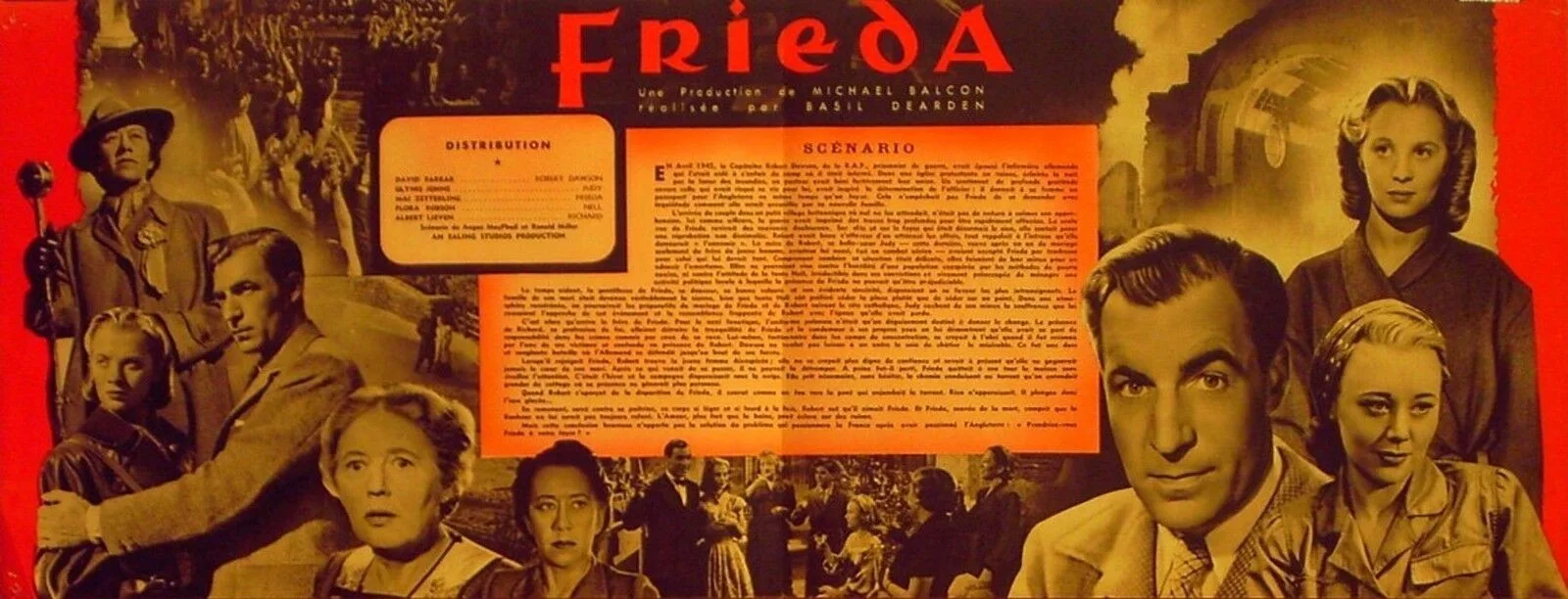 FRIEDA 1947 Mai Zetterling David Farrar EALING STUDIOS FRENCH BROCHURE, изображение 2
