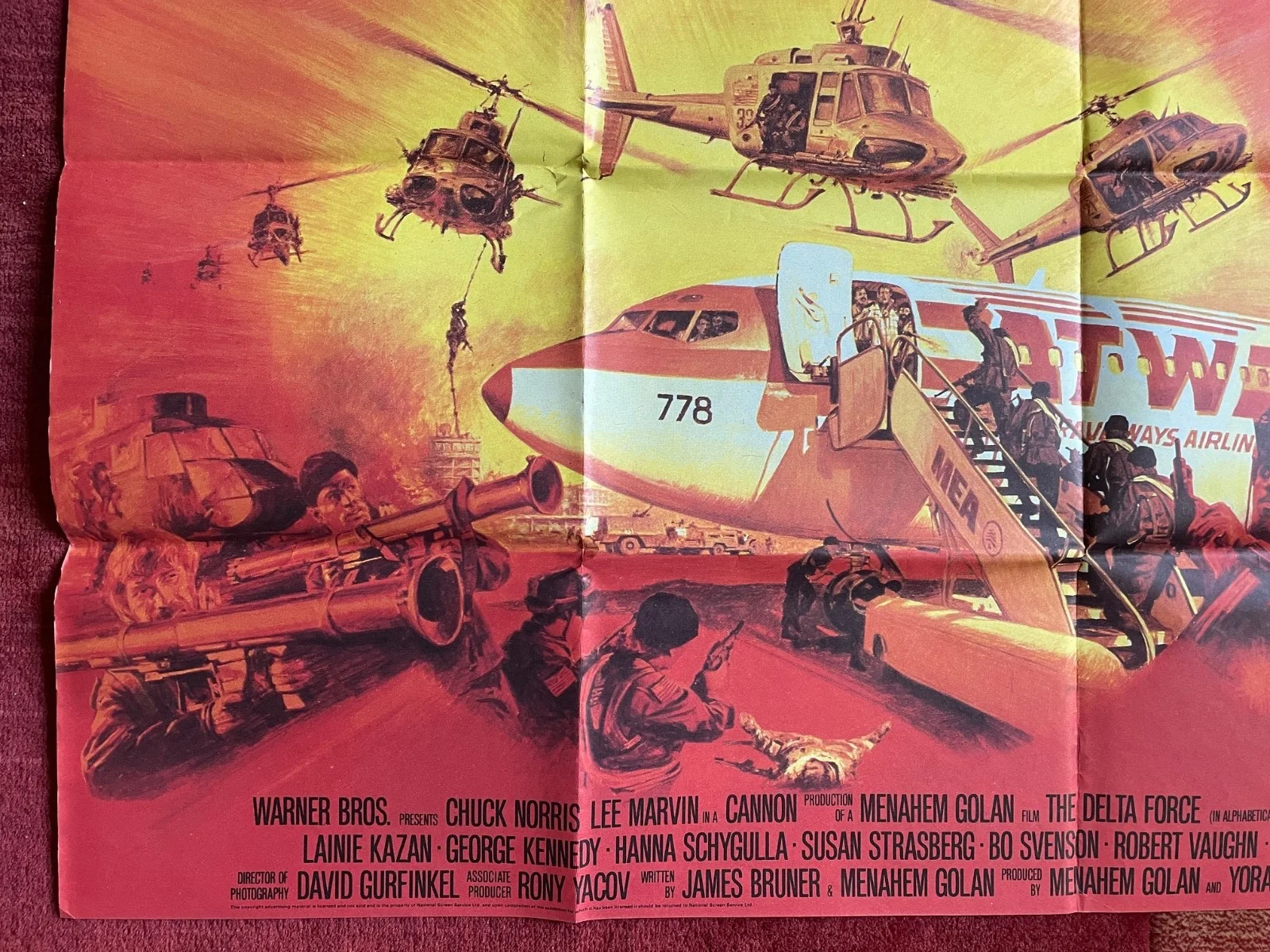 THE DELTA FORCE (1986) Original UK Quad Movie Film Poster Chuck Norris, изображение 4