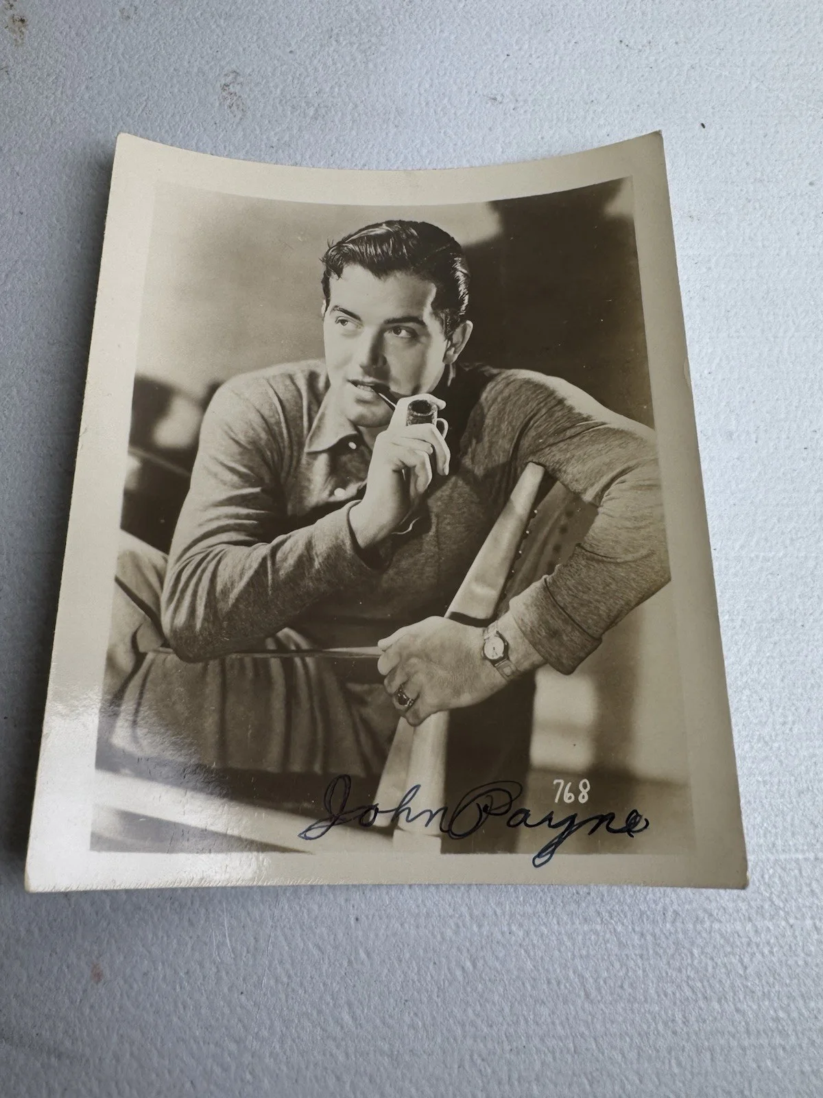 John Payne — 1940 John Payne Signed 4x5 Real Photo Hollywood Actor Vintage Autograph
