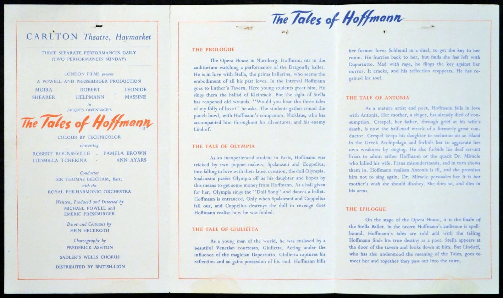 TALES OF HOFFMANN 1951 Moira Shearer, Robert Rounseville UK PROGRAMME, image 2