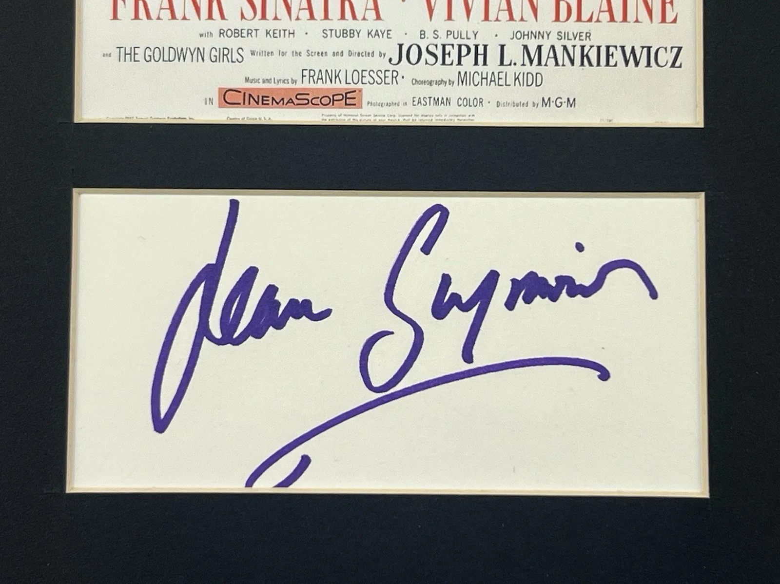Jean Simmons — Jean Simmons Signed Autograph Notecard Framed COA Guys And Dolls Hamlet Actress, изображение 2