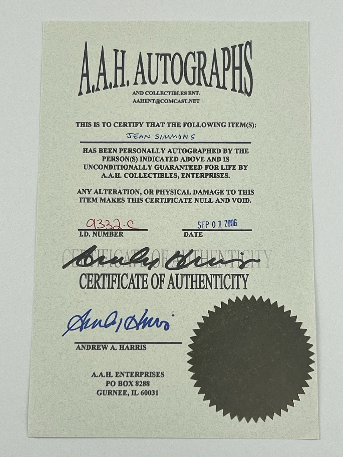 Jean Simmons — Jean Simmons Signed Autograph Notecard Framed COA Guys And Dolls Hamlet Actress, изображение 3