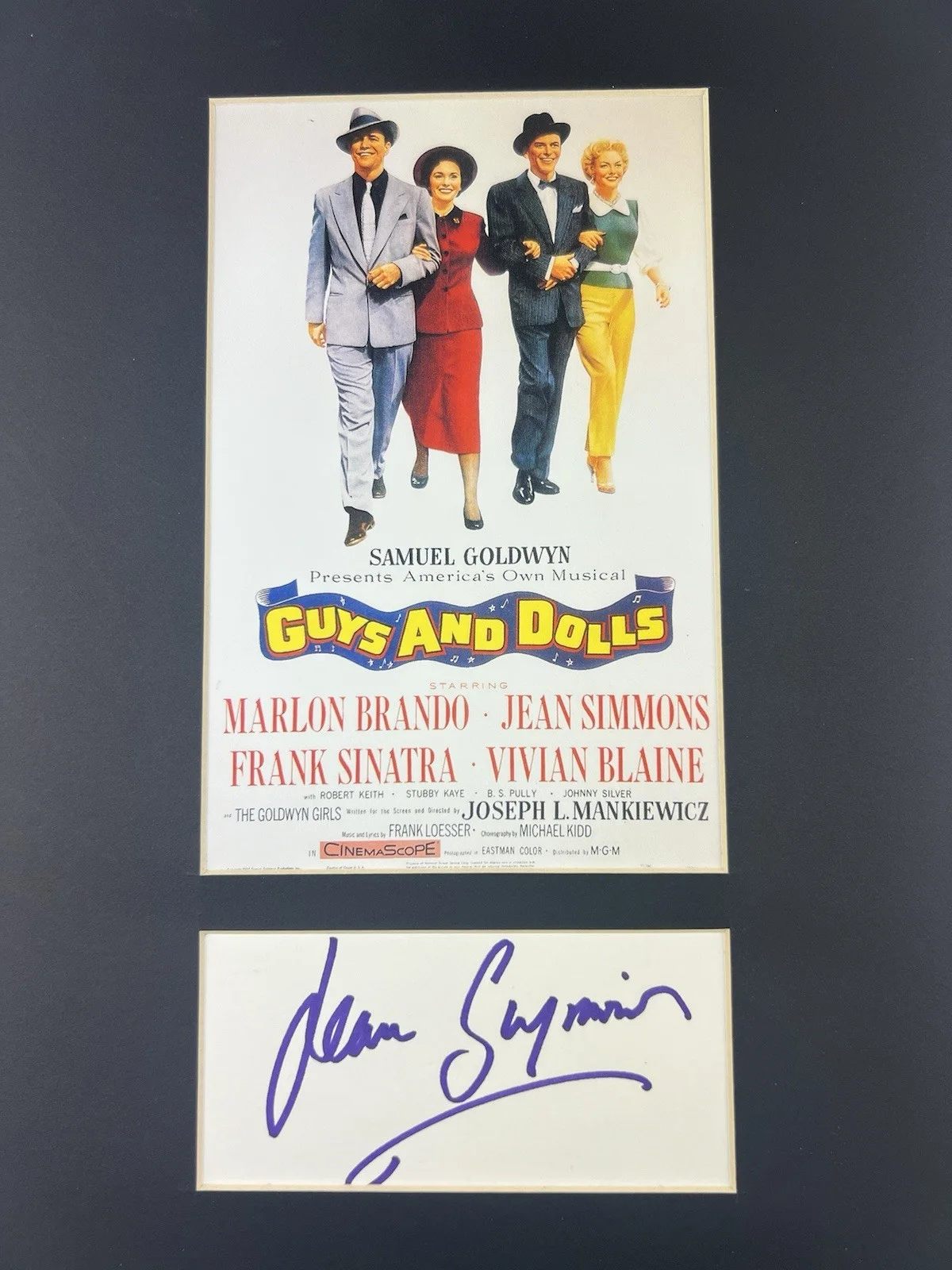 Jean Simmons — Jean Simmons Signed Autograph Notecard Framed COA Guys And Dolls Hamlet Actress, изображение 4