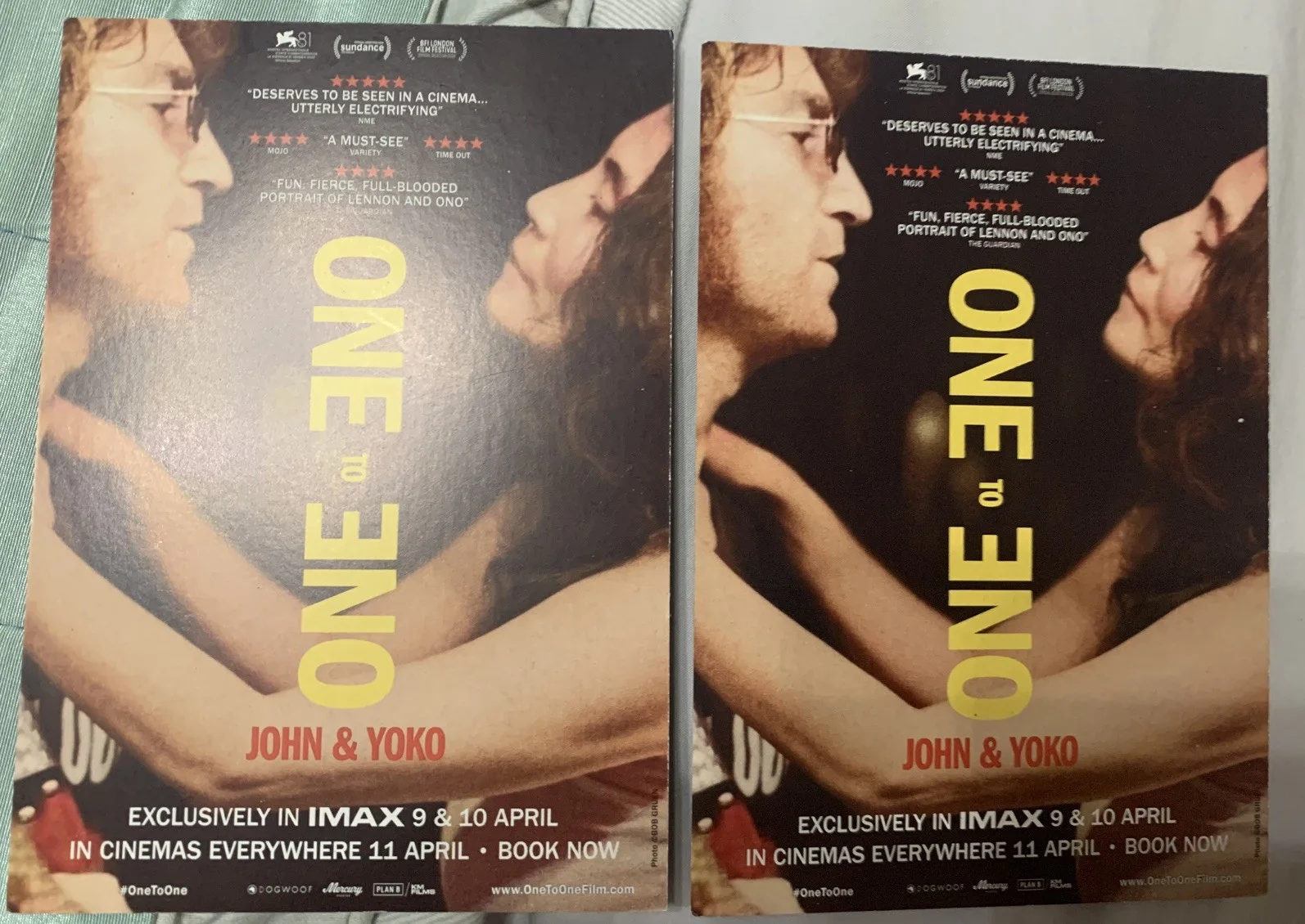 One To One John & Yoko Promo Postcard x 2 Beatles Lennon McCartney, image 2