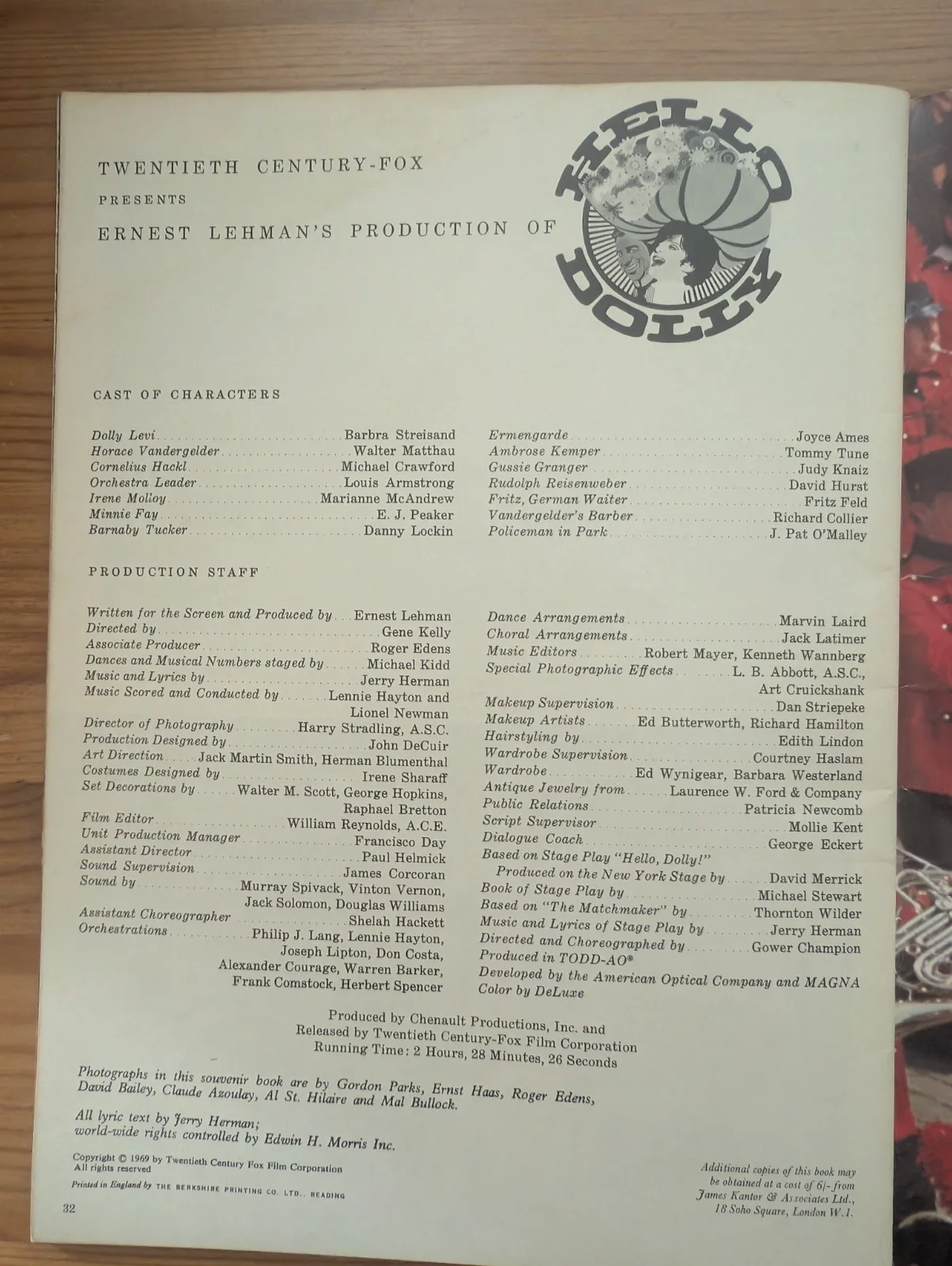 Hello Dolly / Souvenir Book / Barbra Streisand / 20th Century Fox / 1969, изображение 5