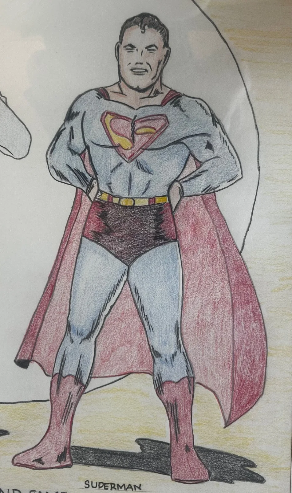Joe Shuster — JOE SHUSTER ORIGINAL SUPERMAN & CLARK KENT DRAWING c.1985 SIGNED, ONE OF A KIND, image 4