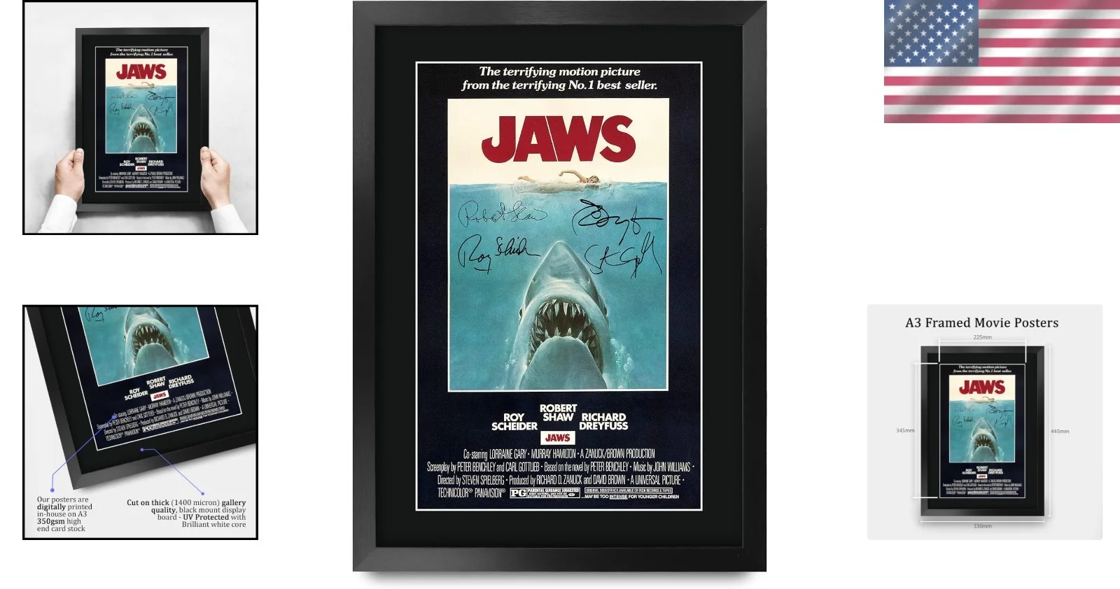 Rob Schneider — Framed JAWS Cast Autograph Poster - 16x12 Gift for Movie Lovers & Collectors, изображение 2