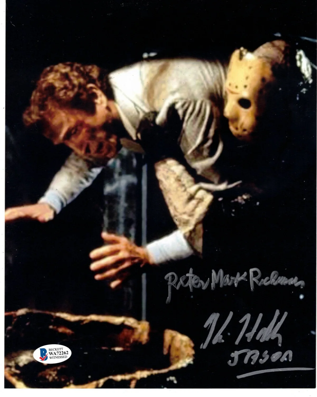 Kane Hodder, Peter Mark Richman Signed 8x10 Photo, Friday the 13th 8, Jason, BAS, image 2