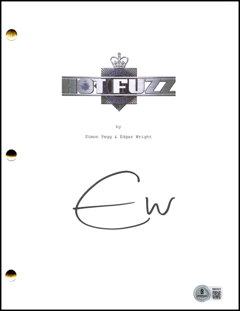 Edgar Wright — Edgar Wright Signed Autograph Hot Fuzz Full Movie Script Screenplay Beckett COA, image 4