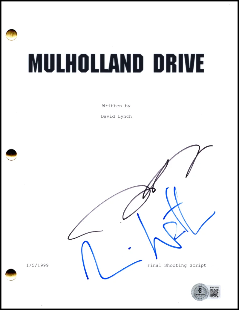 Justin Theroux, Naomi Watts — Naomi Watts & Justin Theroux Signed Autograph Mulholland Drive Script w/ Beckett