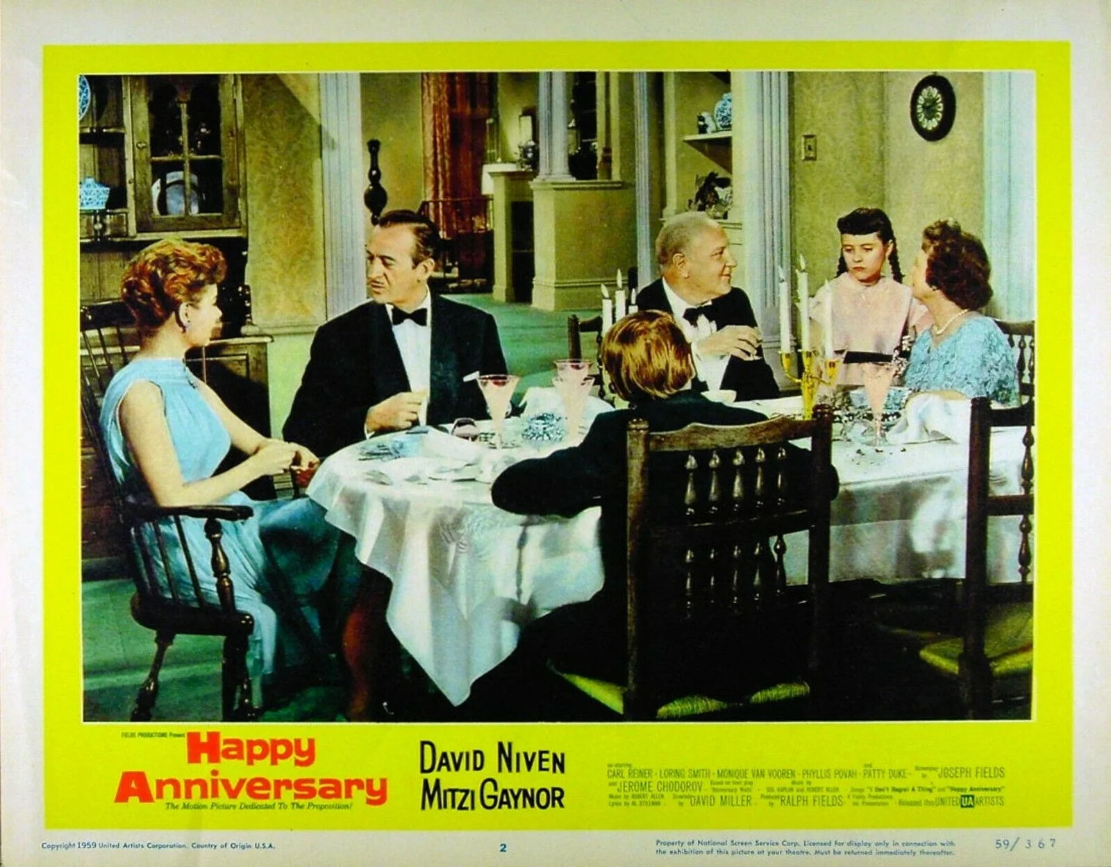 HAPPY ANNIVERSARY 1959 David Niven, Mitzi Gaynor, Carl Reiner 3 U.S. LOBBY CARDS, изображение 2