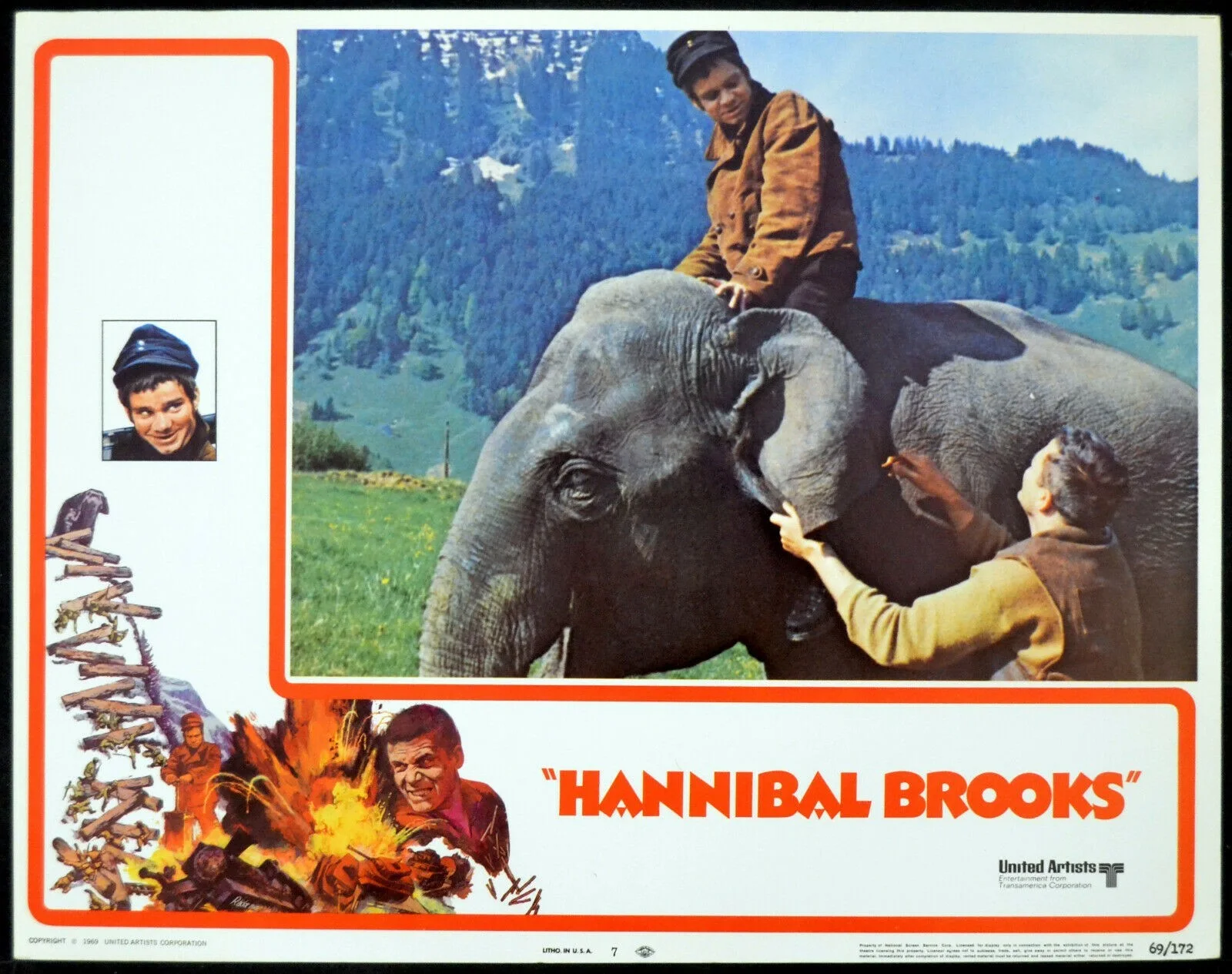 HANNIBAL BROOKS 1969 Oliver Reed, Michael J. Pollard 2 LOBBY CARDS, изображение 2