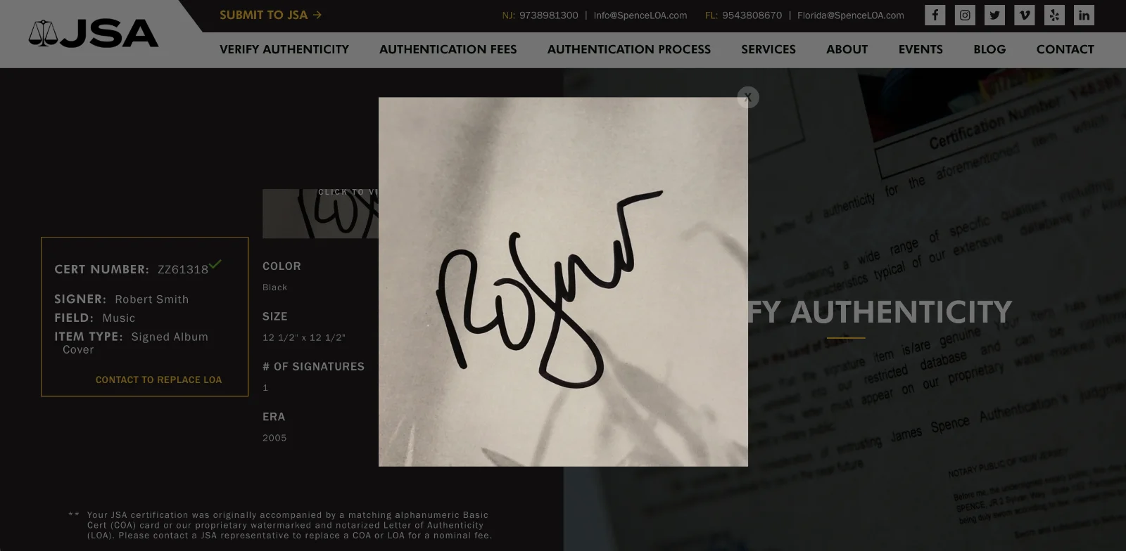Robert Smith Signed The Cure Faith Vinyl Record JSA LOA ZZ61318, изображение 5
