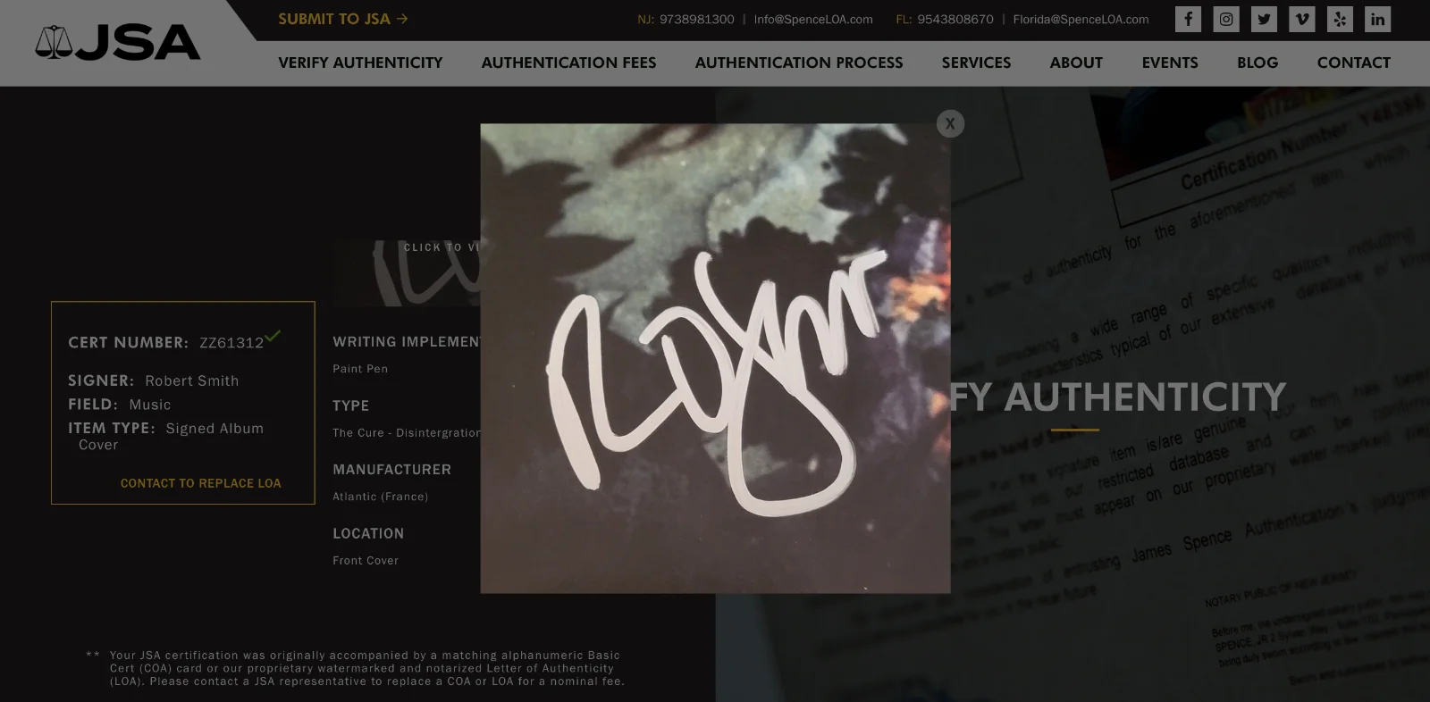 Robert Smith Signed The Cure Disintegration Vinyl Record JSA LOA ZZ61312, image 5