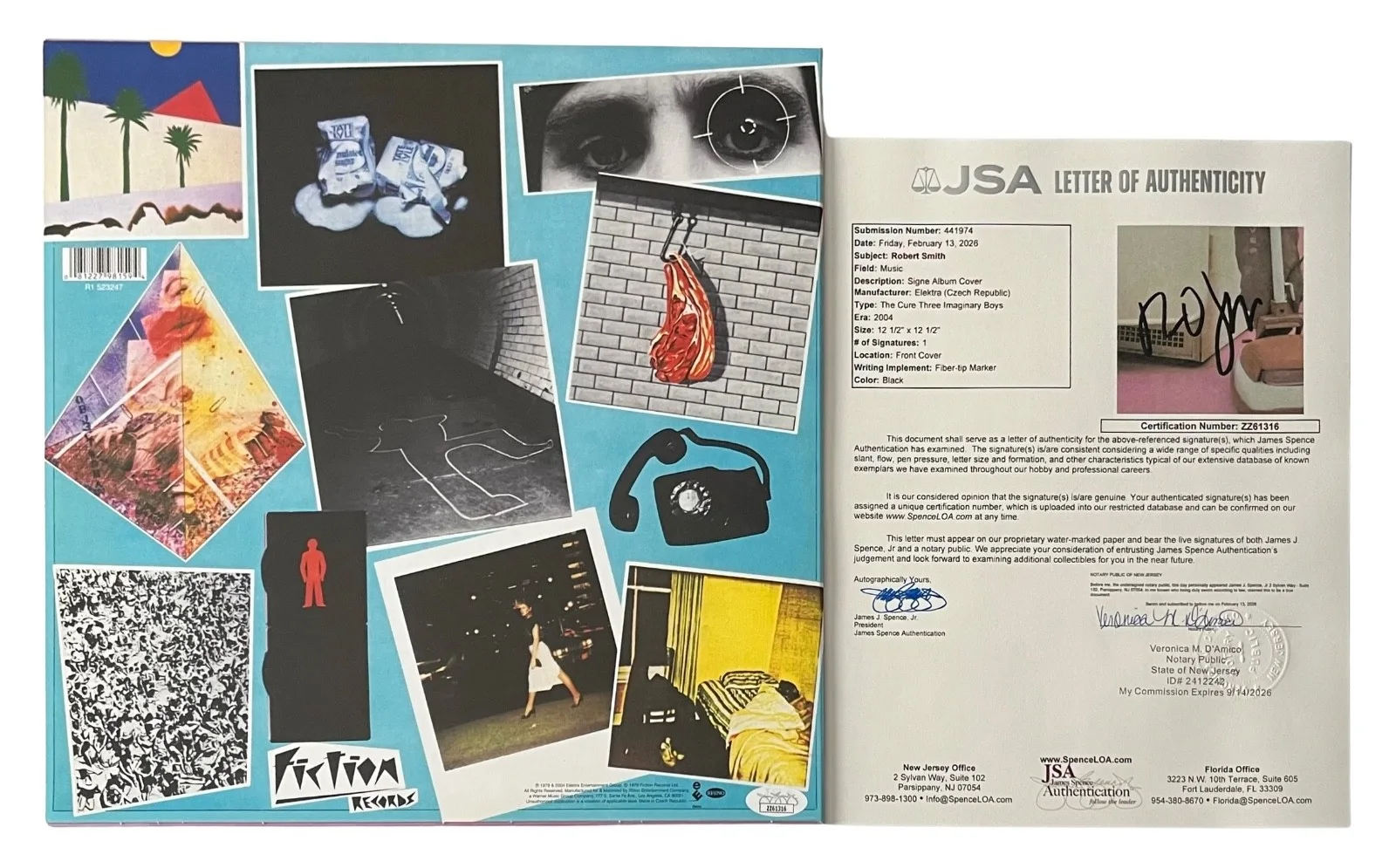 Robert Smith Signed The Cure Three Imaginary Boys Vinyl Record JSA LOA ZZ61316, image 2