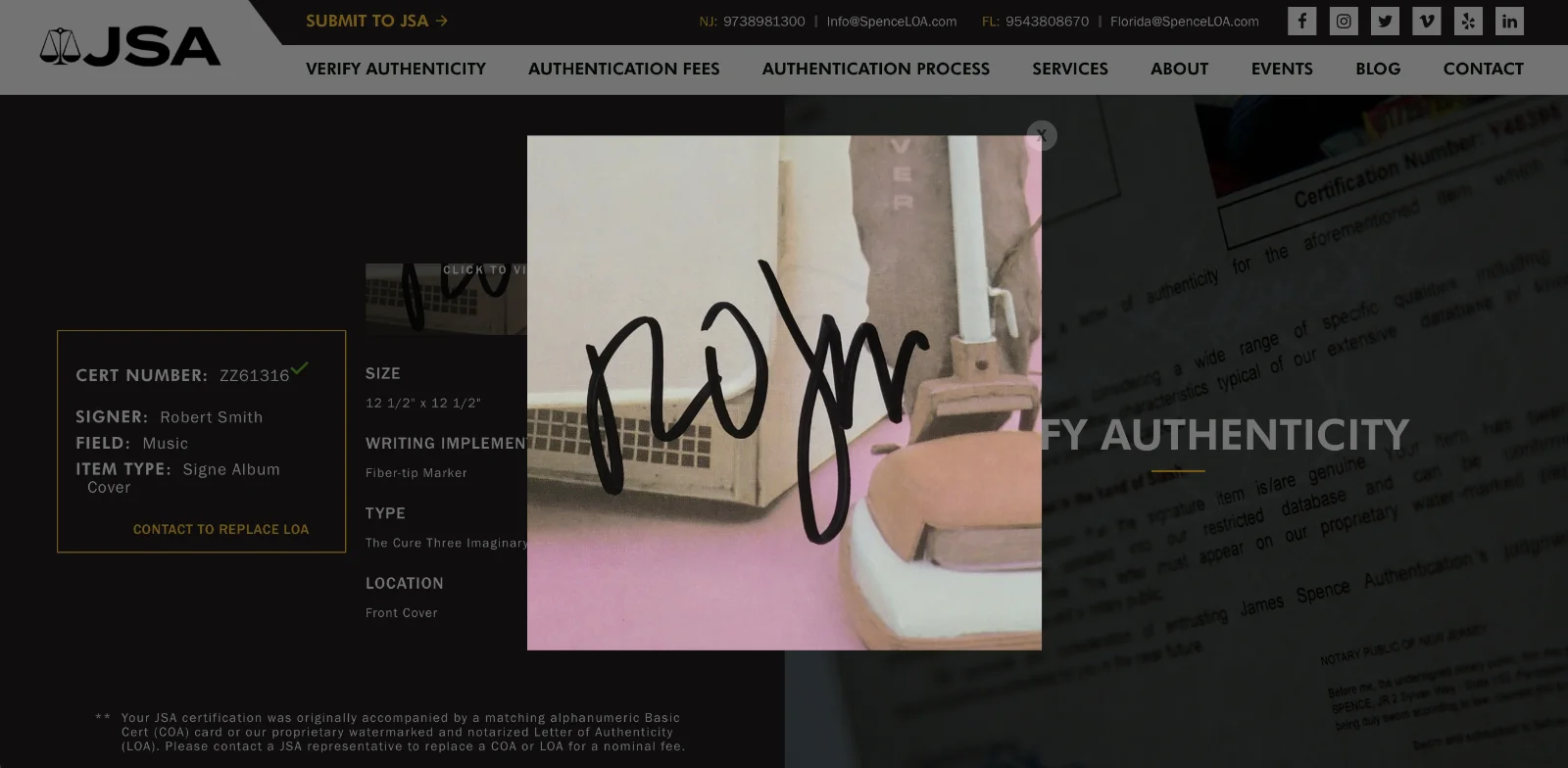 Robert Smith Signed The Cure Three Imaginary Boys Vinyl Record JSA LOA ZZ61316, image 5