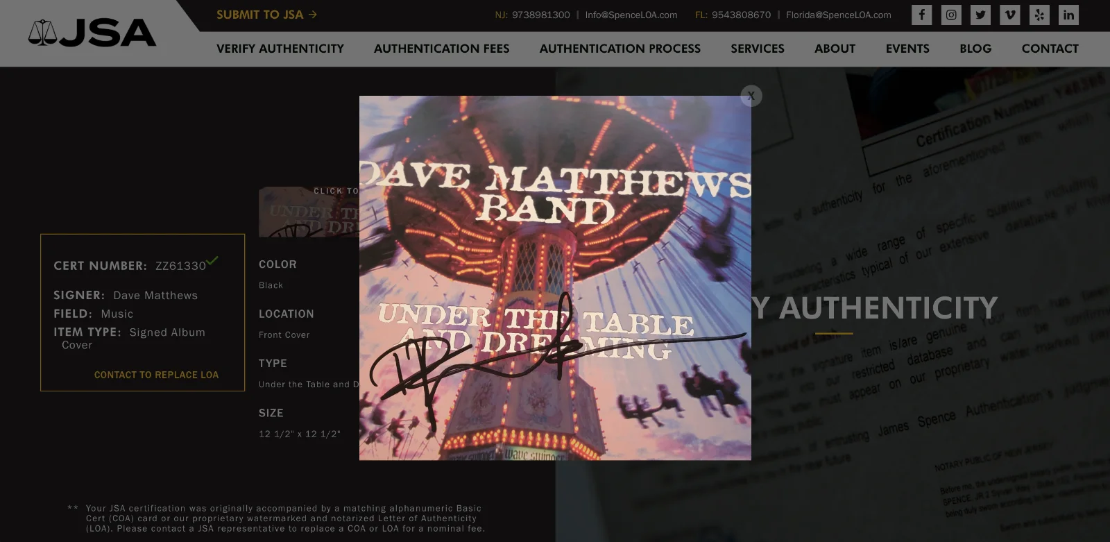 Dave Matthews Signed Under The Table And Dreaming Vinyl Record JSA LOA ZZ61330, изображение 5