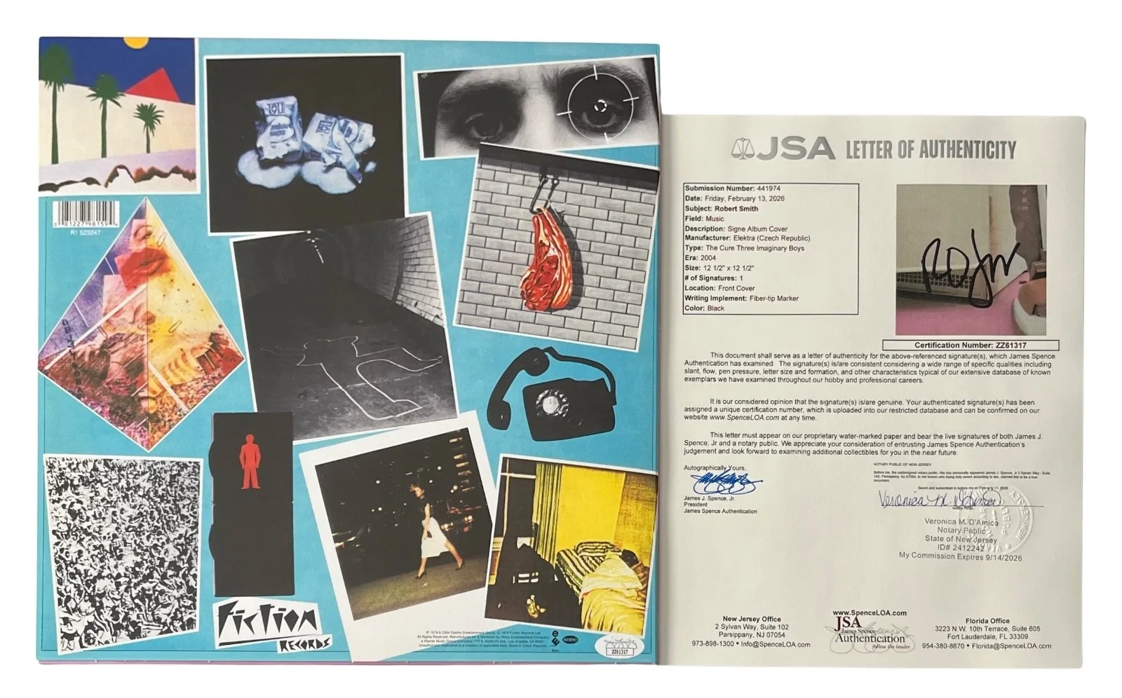 Robert Smith Signed The Cure Three Imaginary Boys Vinyl Record JSA LOA ZZ61317, image 2