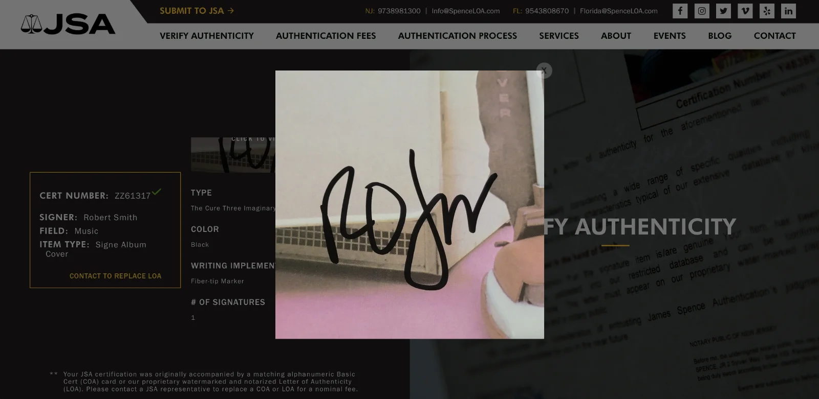 Robert Smith Signed The Cure Three Imaginary Boys Vinyl Record JSA LOA ZZ61317, image 5