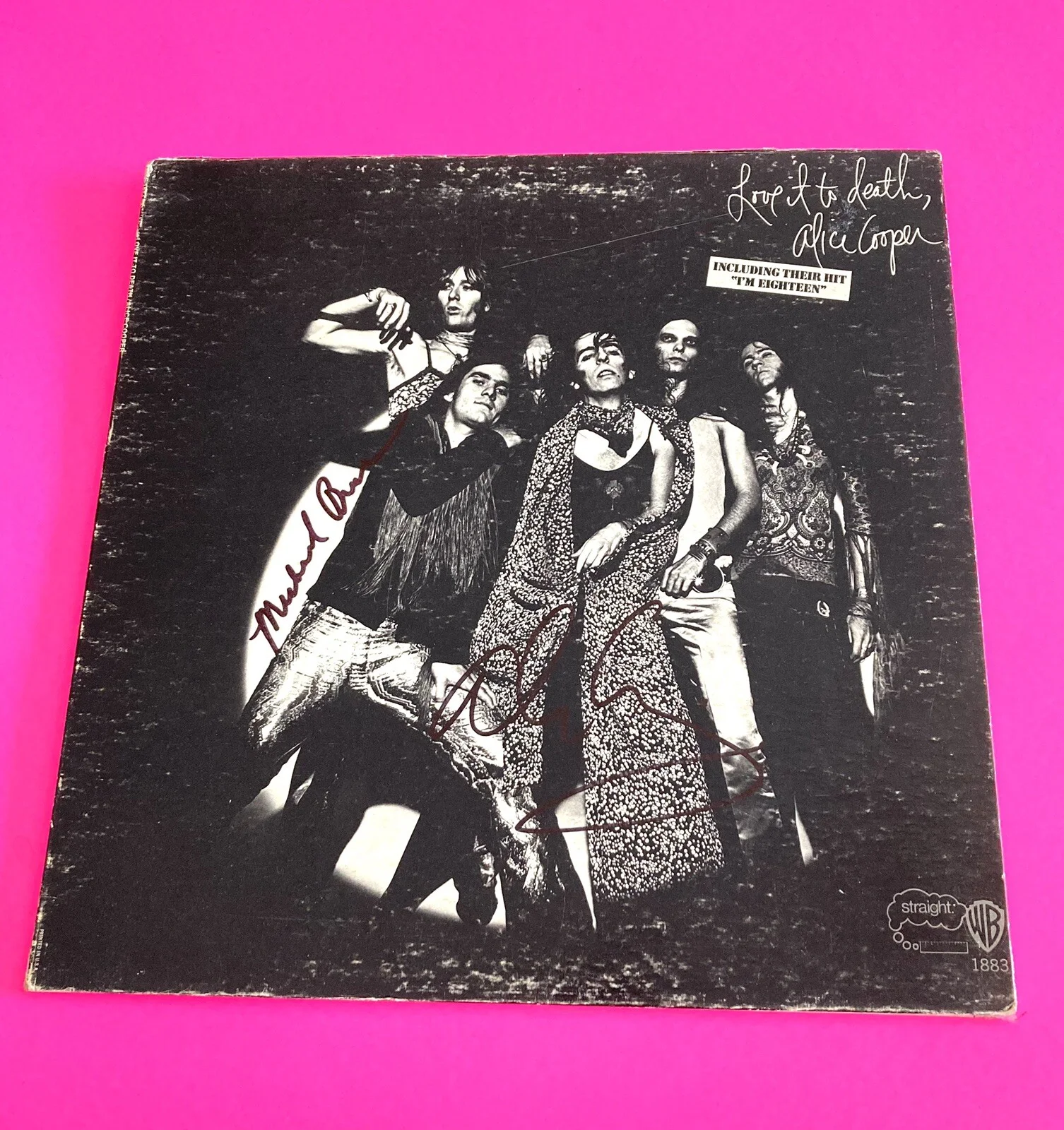 ALICE COOPER MICHAEL BRUCE SIGNED LOVE IT TO DEATH VINYL *EXACT PROOF*, image 2