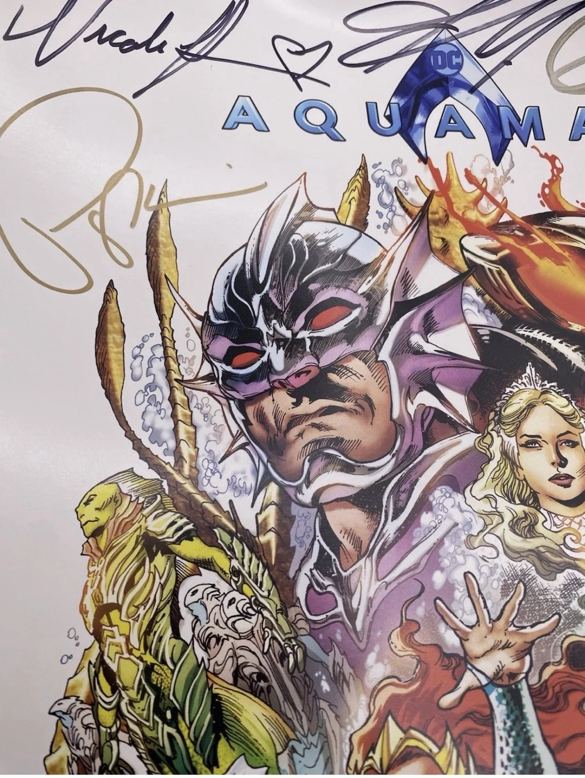 Jason Momoa, Nicole Kidman, amber heard — Aquaman Signed Movie Poster Momoa Kidman Heard DC Comic con 2018 cast Autographs, image 4