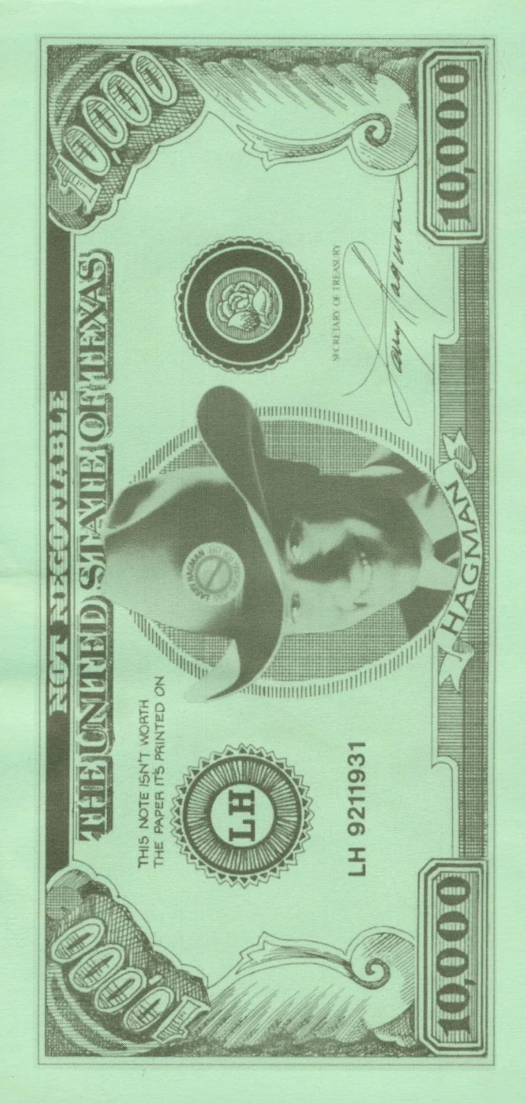 Larry Hagman — Larry Hagman “JR” Erwin’s in Dallas autograph signed photo with two bills rare, изображение 4