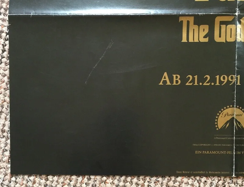 THE GODFATHER PART III ADVANCE ORIGINAL GERMAN FILM POSTER, изображение 2