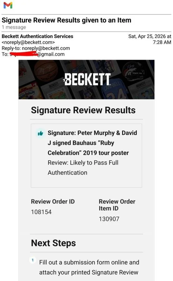 Peter Murphy David J Signed Bauhaus 2019 Ruby Celebration Poster Beckett, image 2