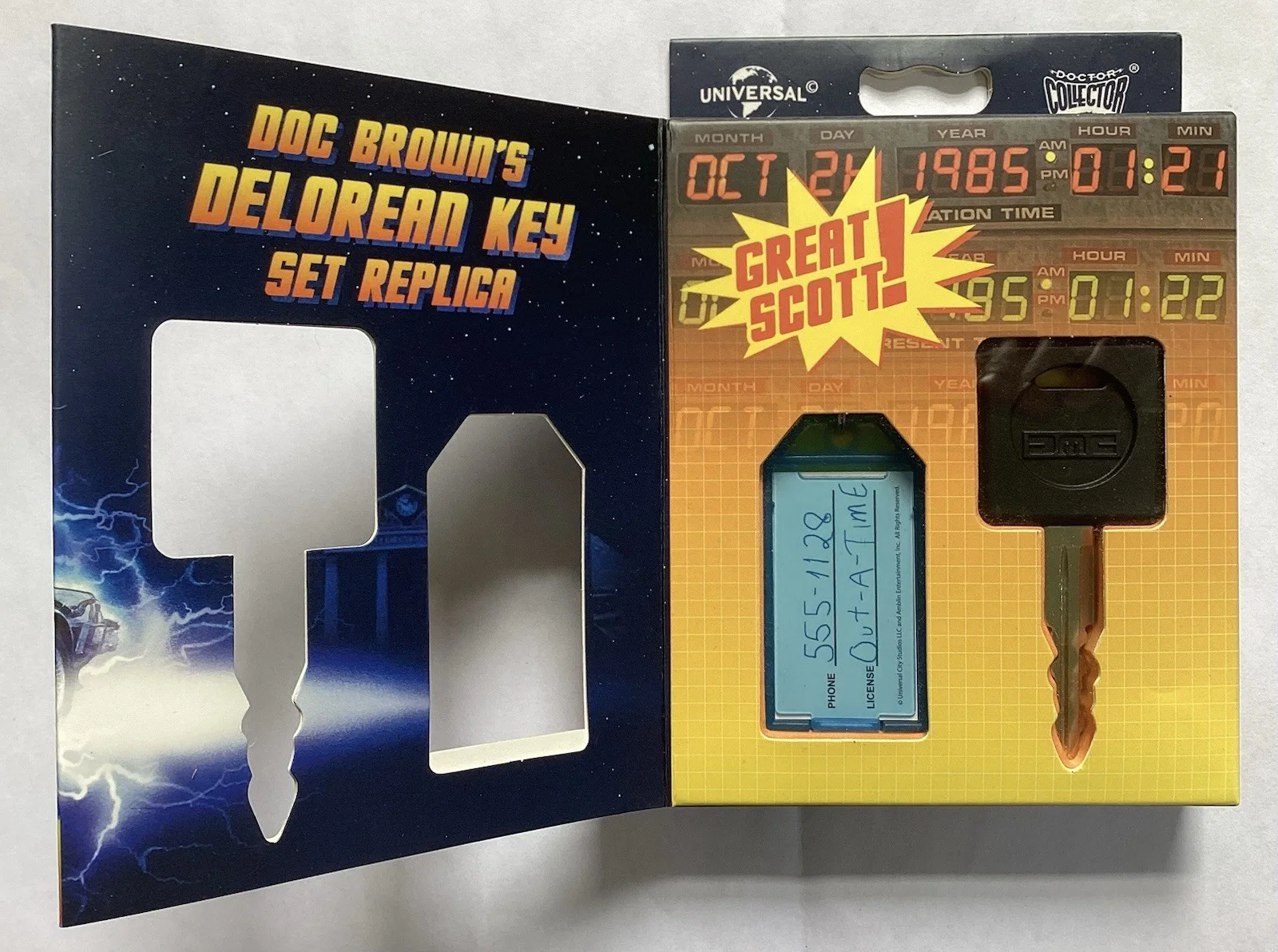 BACK TO THE FUTURE DELOREAN KEY SET PROP REPLICA 1:1 DOCTOR COLLECTOR OFFICIAL, изображение 3