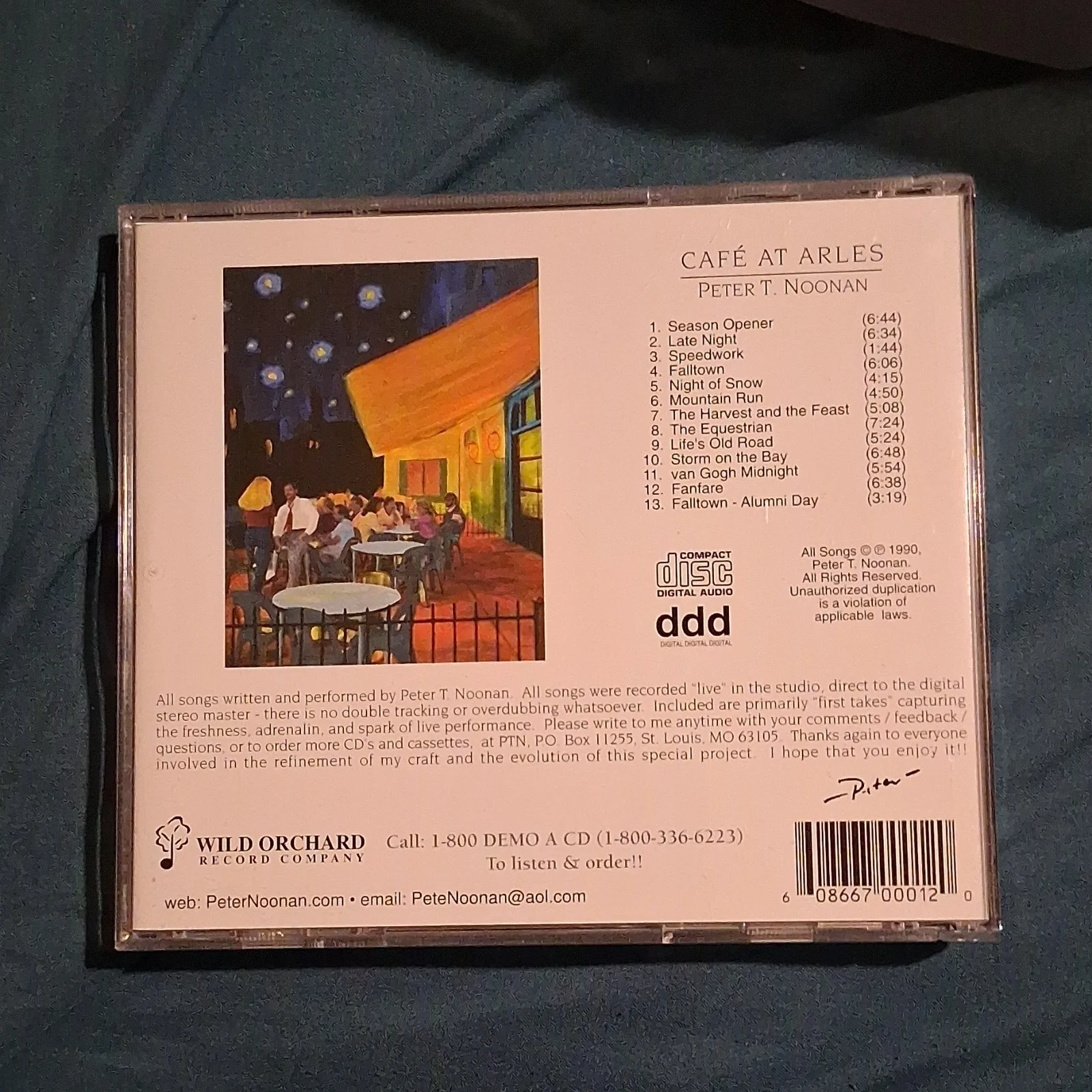 Peter T. Noonan Café at Arles Autographed Original CD & Booklet, image 4