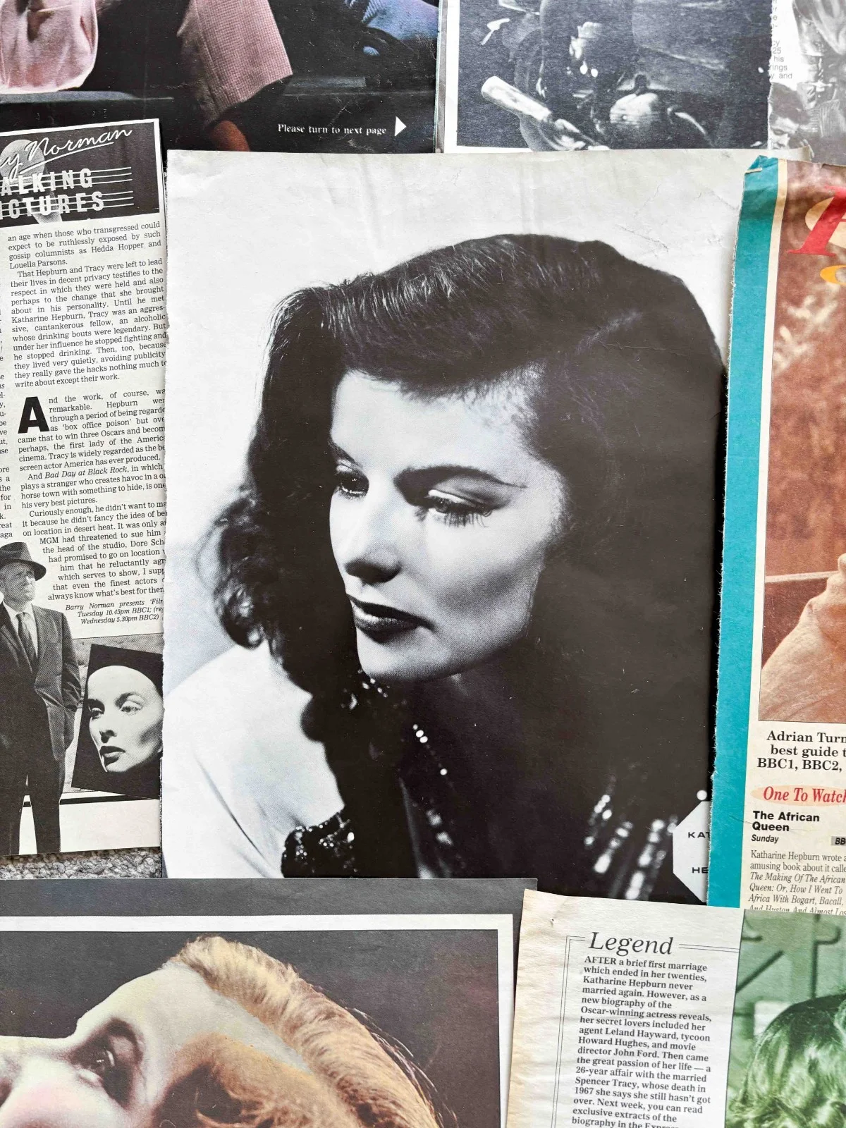 Katherine Hepburn Huge Vintage Magazine Newspaper Clippings Collection, изображение 5