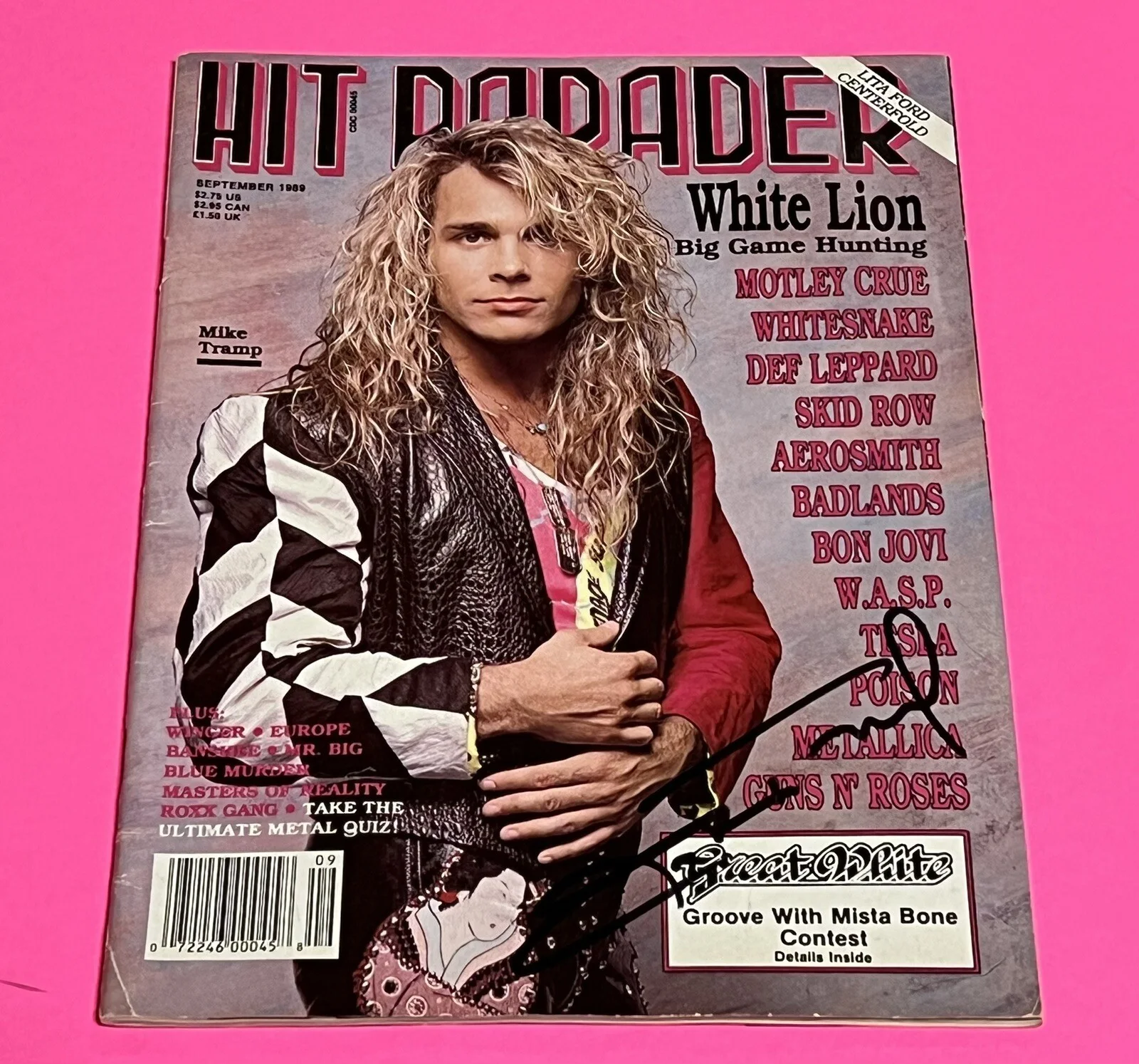 MIKE TRAMP WHITE LION AUTOGRAPHED SIGNED HIT PARADER MAGAZINE *EXACT PROOF*, image 2
