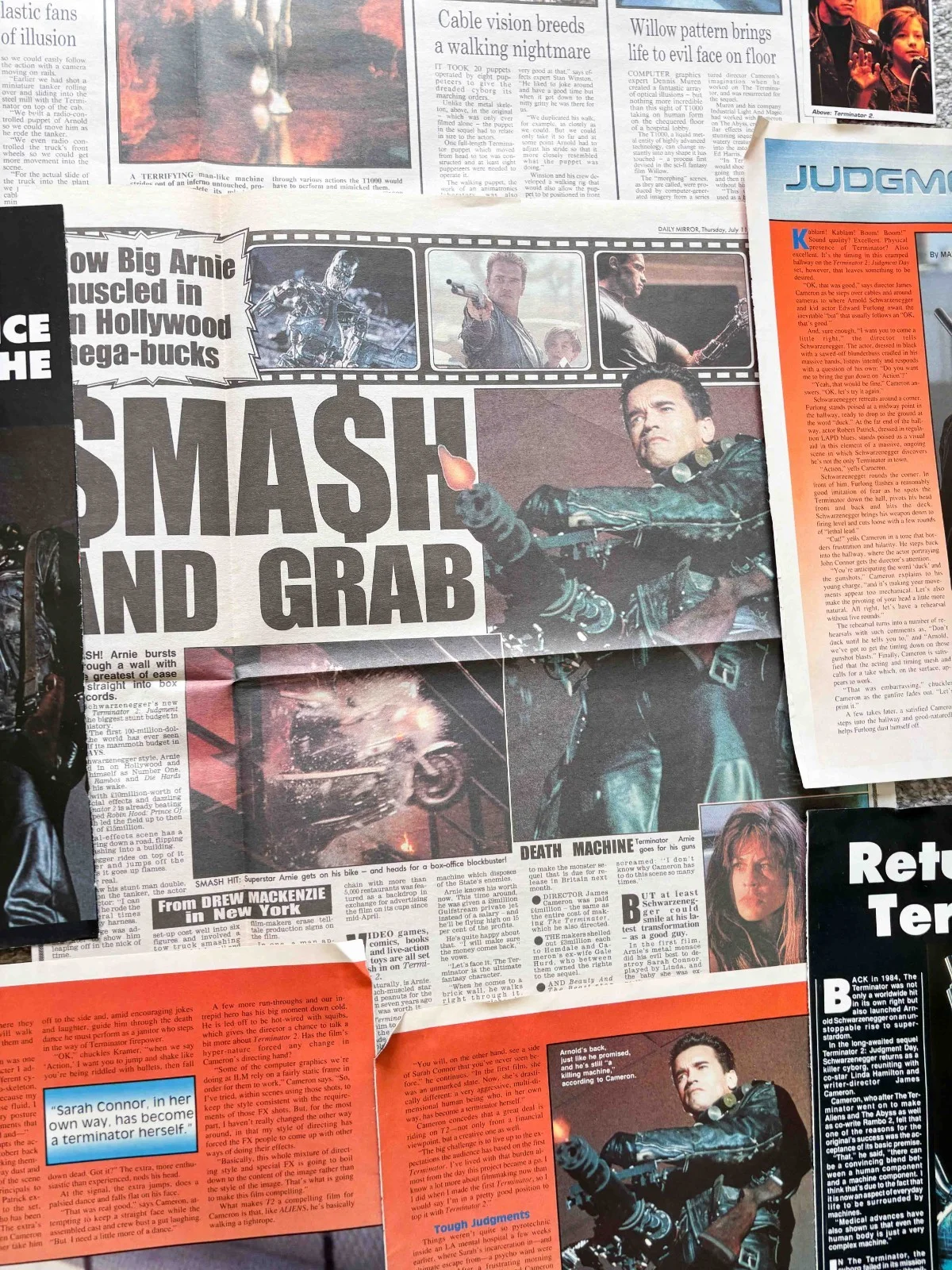 Terminator 2 Arnold Schwarzenegger 90s Magazine & Newspaper Clippings, image 2
