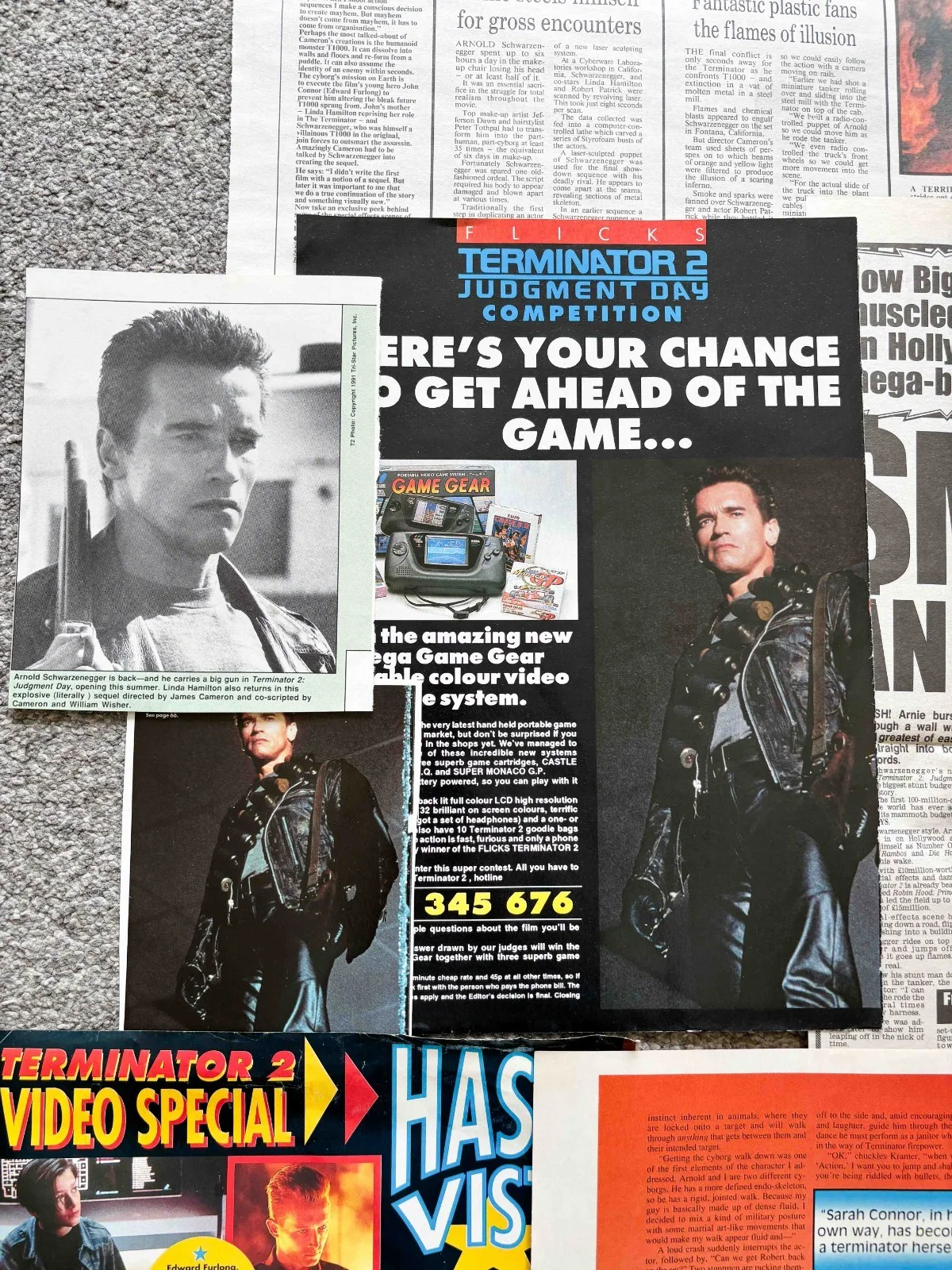 Terminator 2 Arnold Schwarzenegger 90s Magazine & Newspaper Clippings, image 3