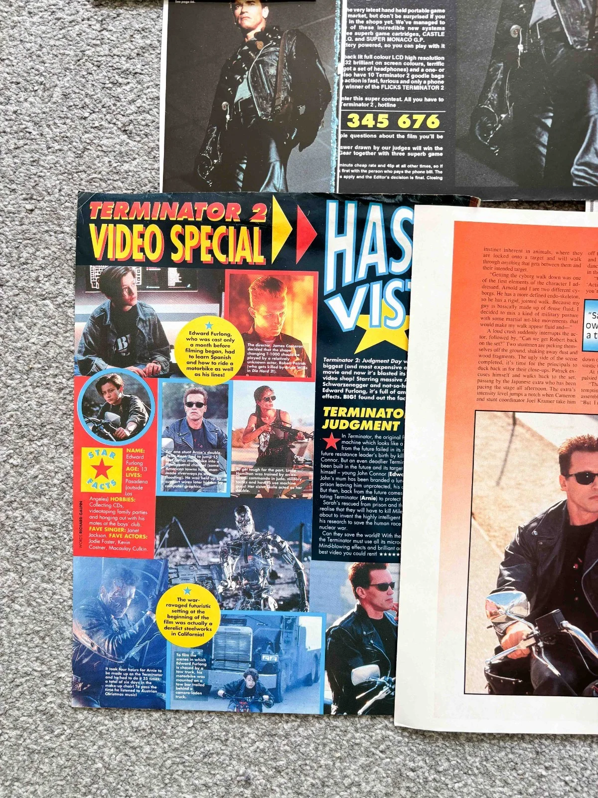 Terminator 2 Arnold Schwarzenegger 90s Magazine & Newspaper Clippings, image 4